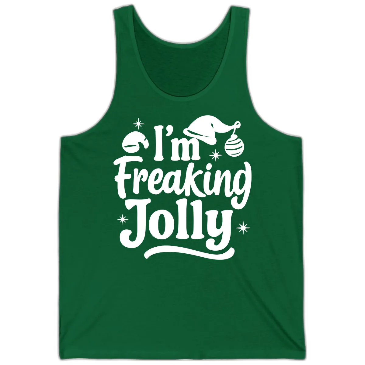 I'm Freaking Jolly Christmas Design Tank in Kelly
