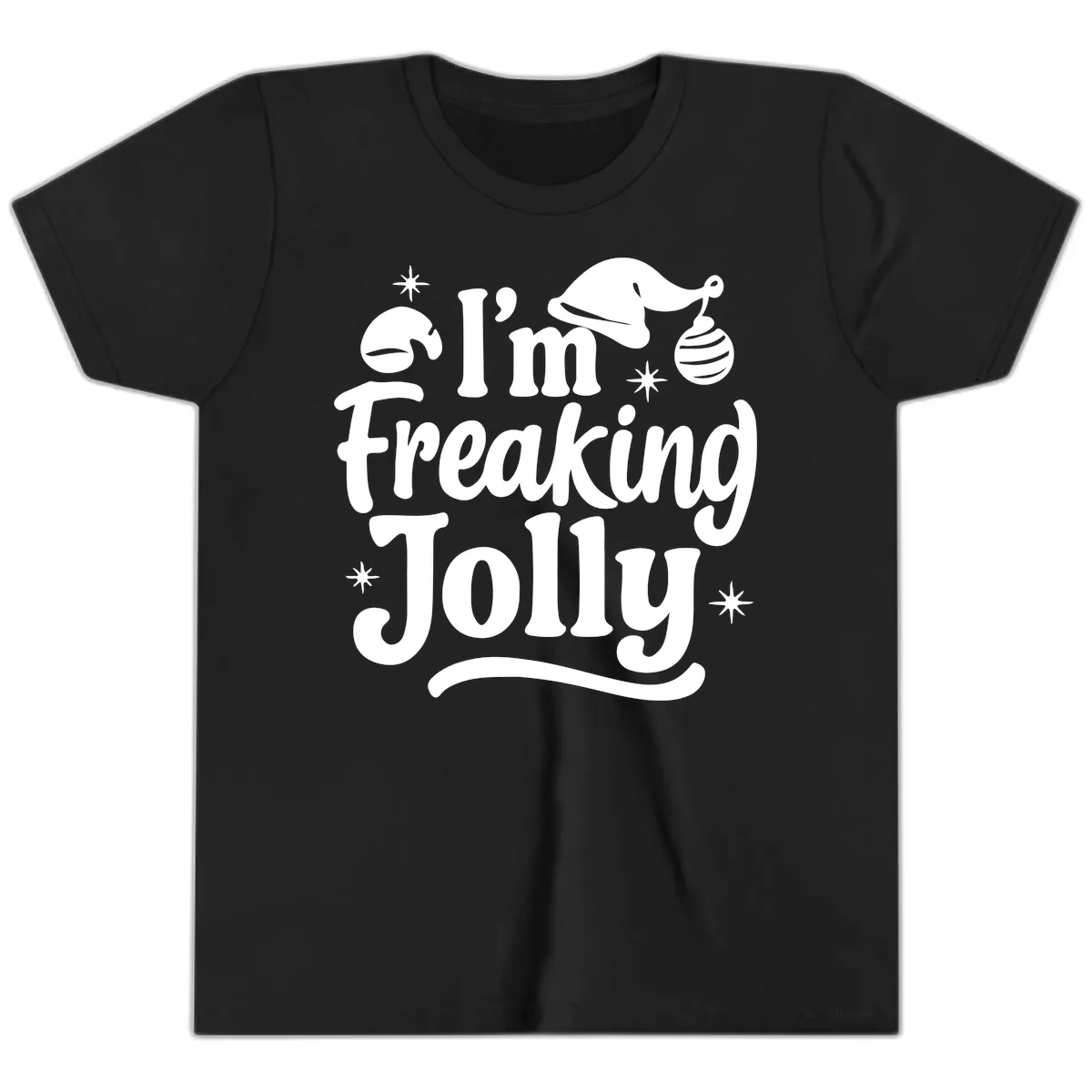 I'm Freaking Jolly Christmas Design Youth T-Shirt in Black