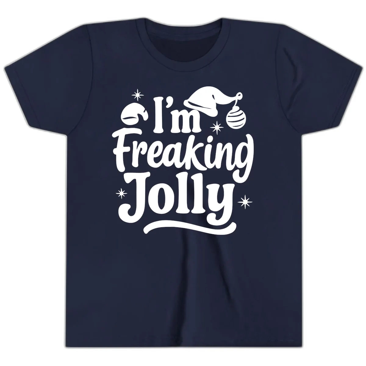 I'm Freaking Jolly Christmas Design Youth T-Shirt in Navy
