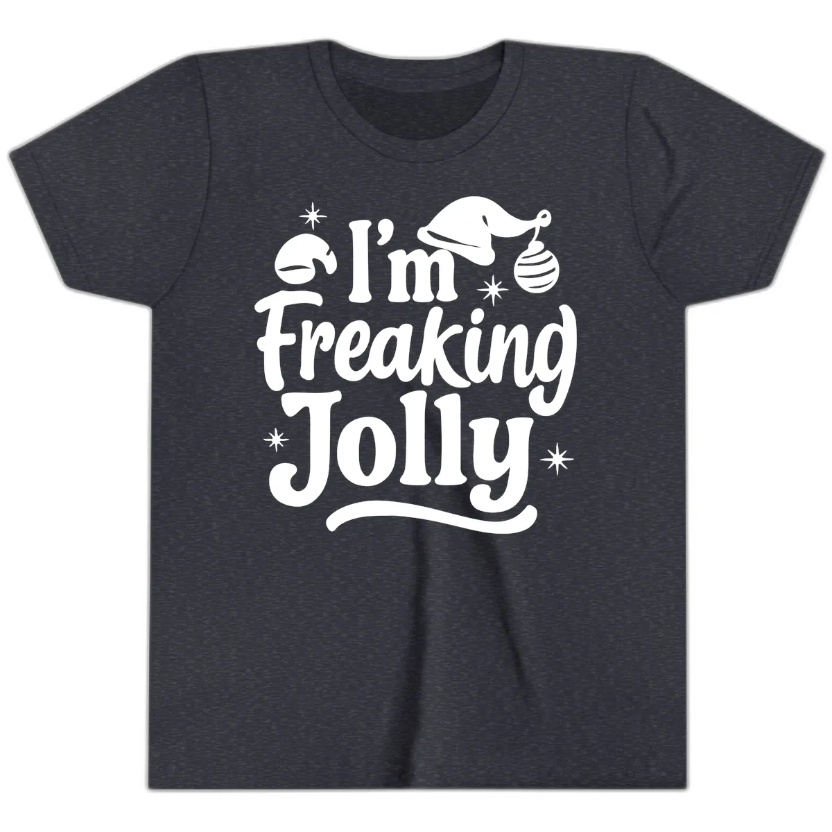 I'm Freaking Jolly Christmas Design Youth T-Shirt in Heather Navy