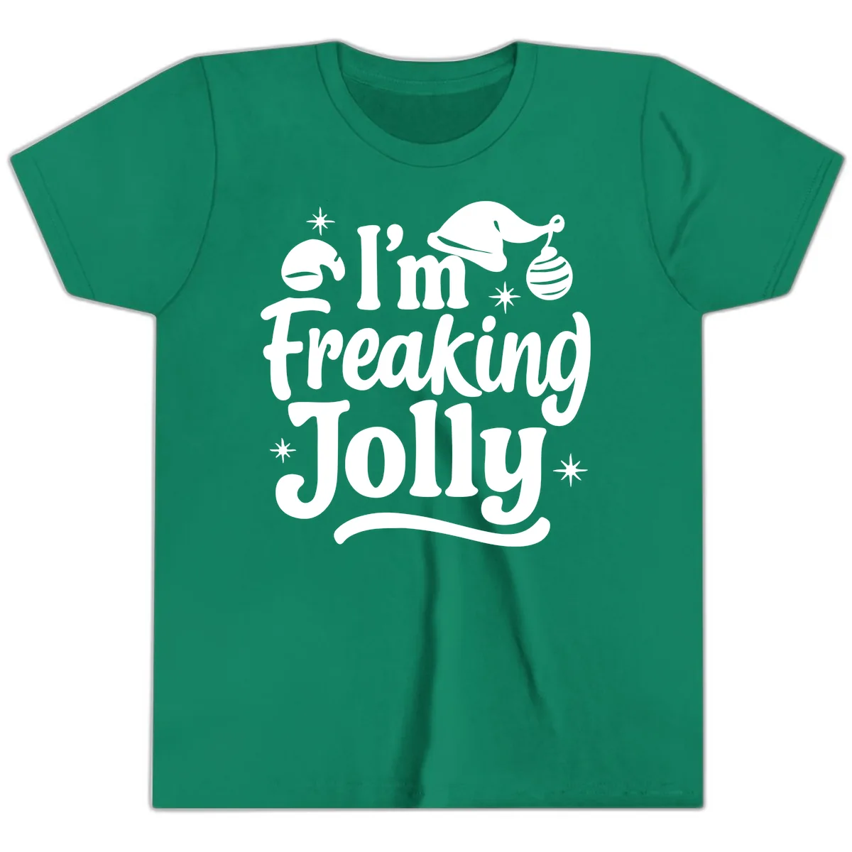 I'm Freaking Jolly Christmas Design Youth T-Shirt in Kelly