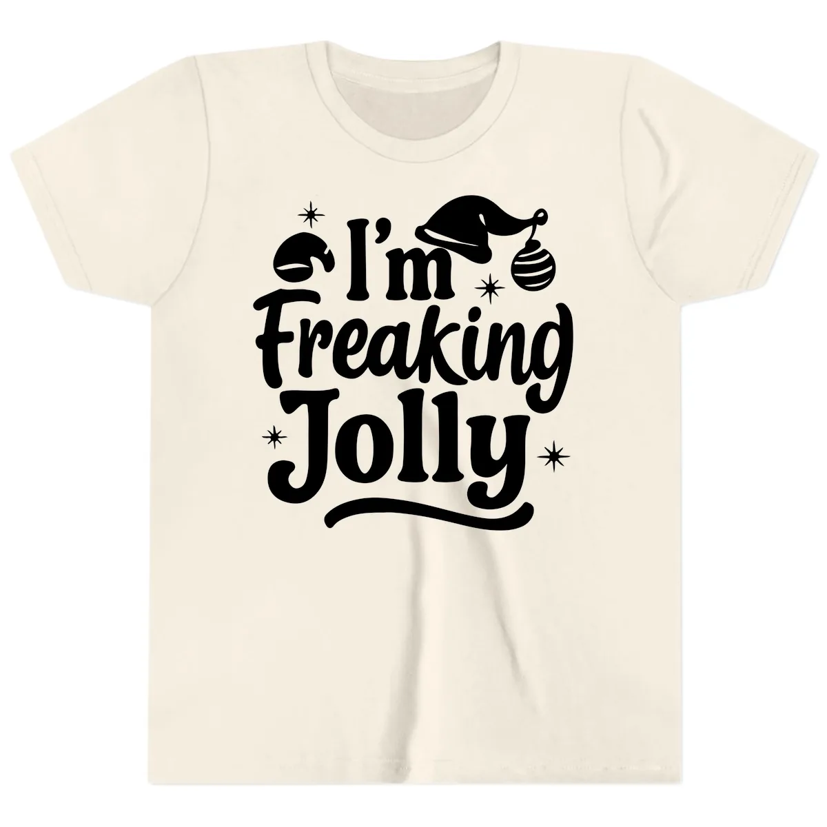 I'm Freaking Jolly Christmas Design Youth T-Shirt in Natural