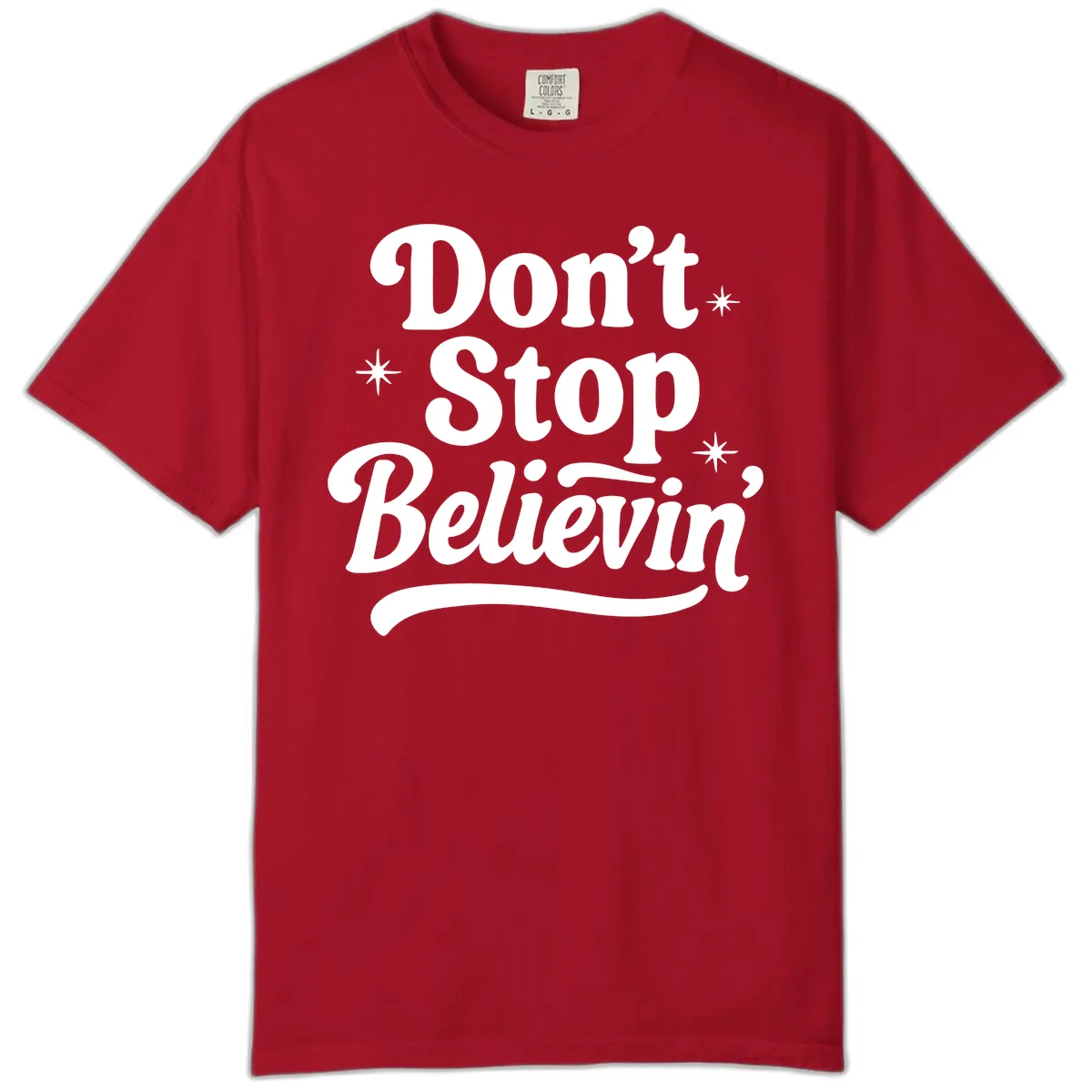 Don't Stop Believin' Retro Graphic Comfort Color in Red