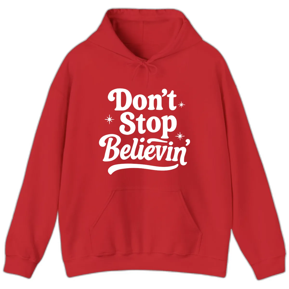Don't Stop Believin' Retro Graphic Hoodie in Red