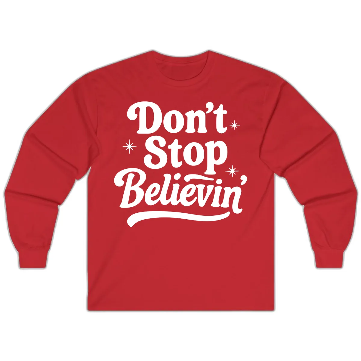 Don't Stop Believin' Retro Graphic Long Sleeve in Red