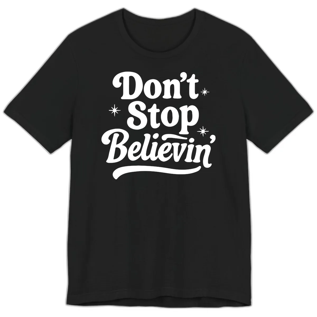 Don't Stop Believin' Retro Graphic Premium T-Shirt in Black