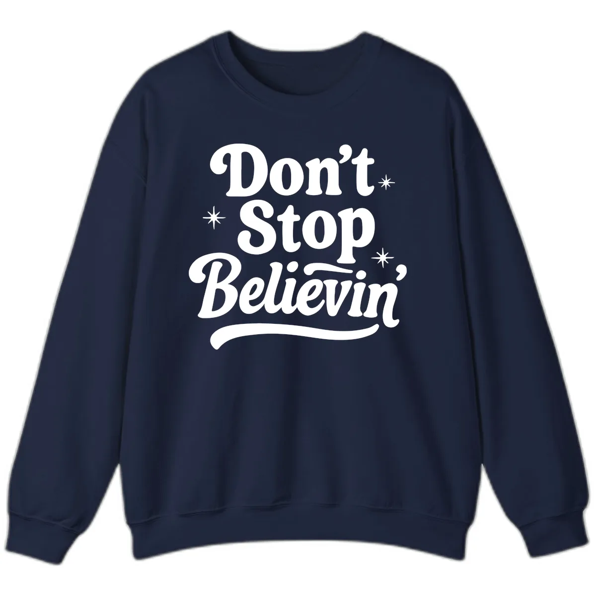 Don't Stop Believin' Retro Graphic Sweatshirt in Navy