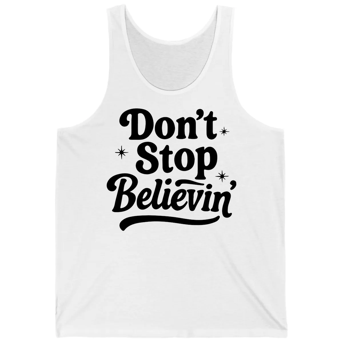 Don't Stop Believin' Retro Graphic Tank in White