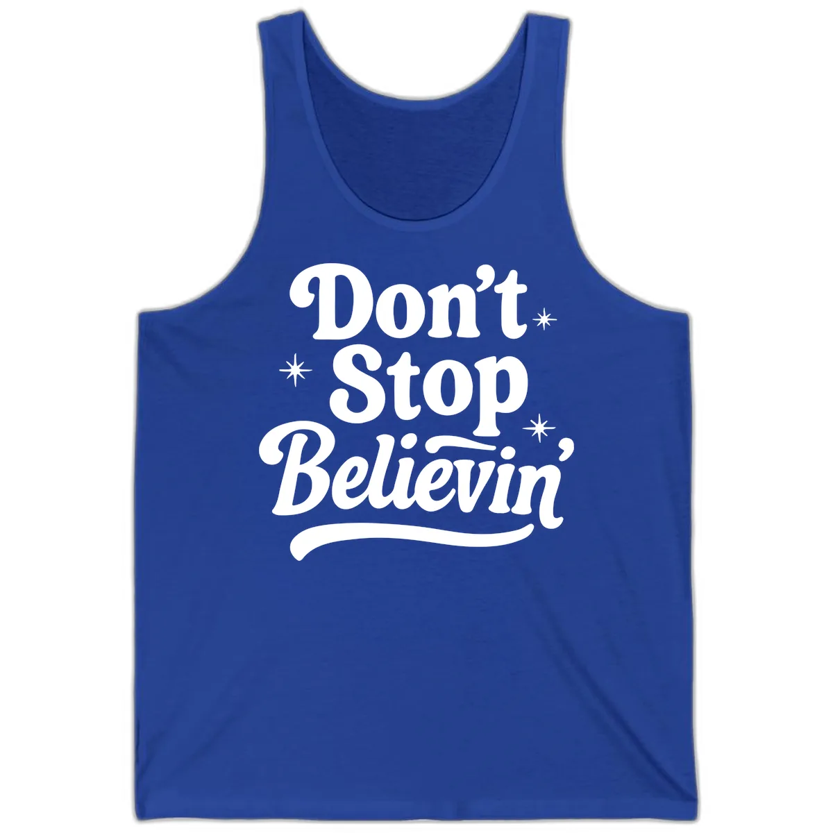 Don't Stop Believin' Retro Graphic Tank in True Royal