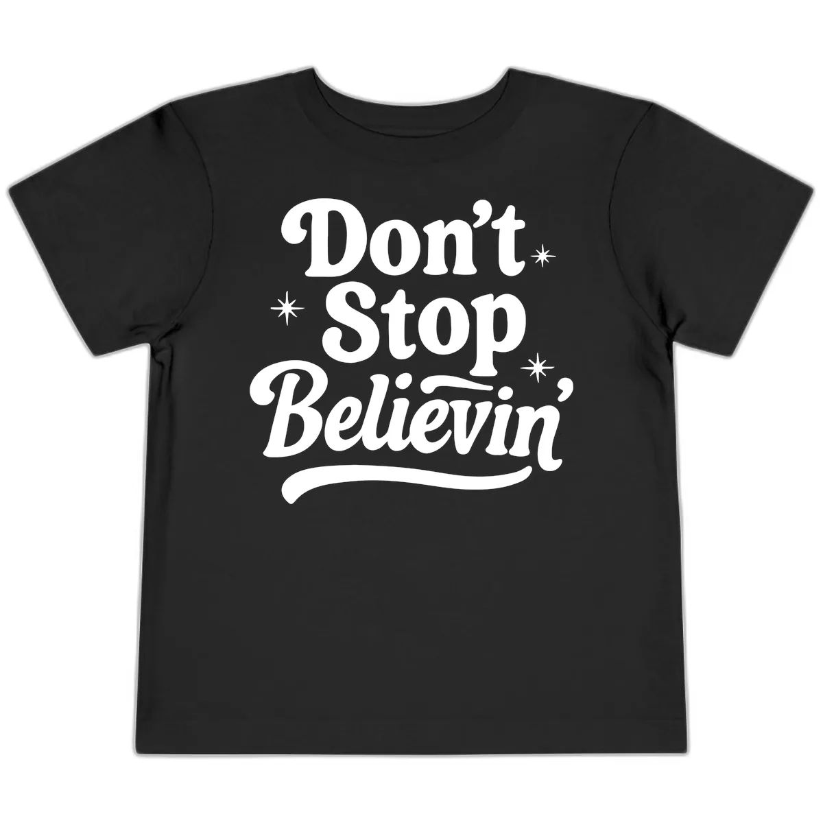 Don't Stop Believin' Retro Graphic Toddler T-Shirt in Black