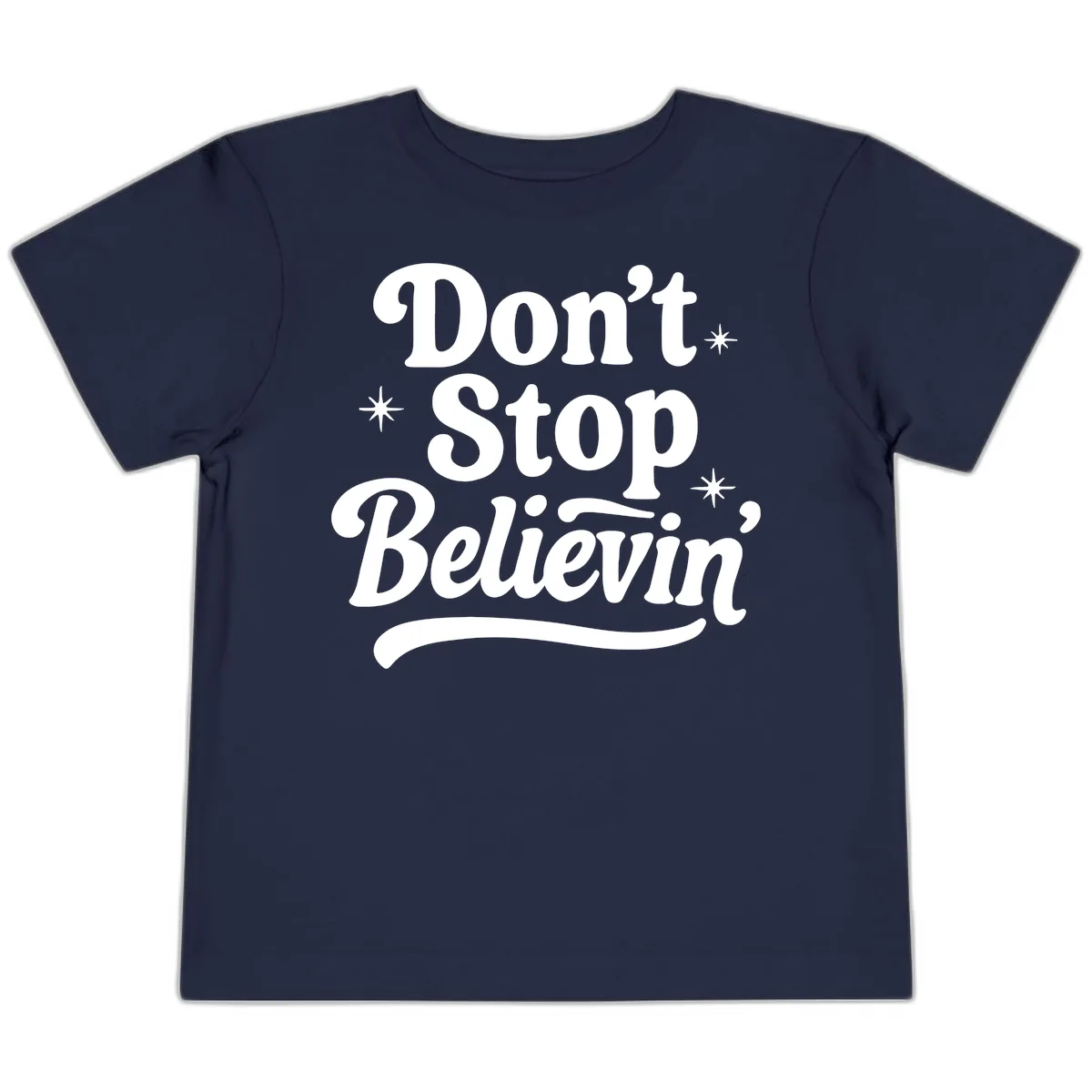 Don't Stop Believin' Retro Graphic Toddler T-Shirt in Navy