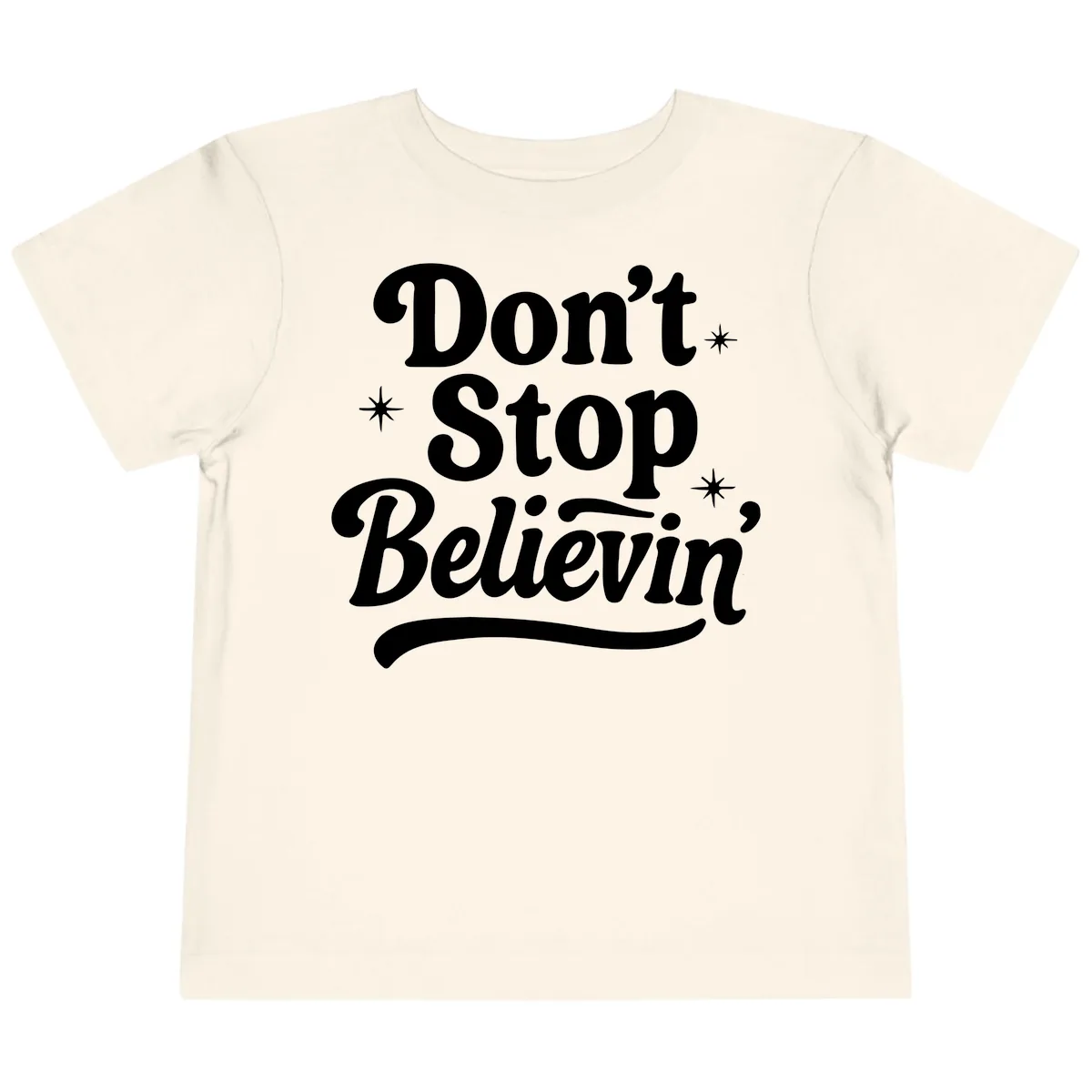 Don't Stop Believin' Retro Graphic Toddler T-Shirt in Natural