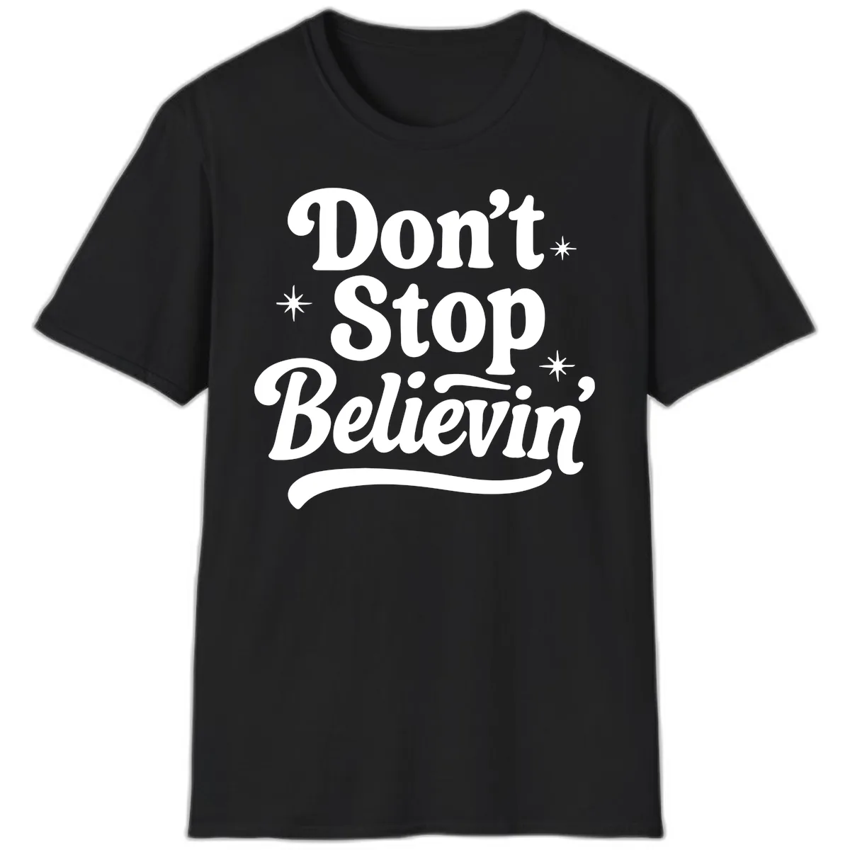 Don't Stop Believin' Retro Graphic T-Shirt in Black