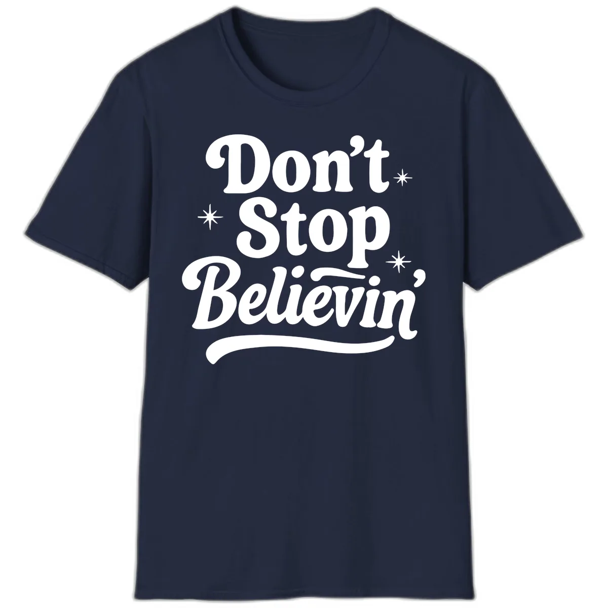 Don't Stop Believin' Retro Graphic T-Shirt in Navy