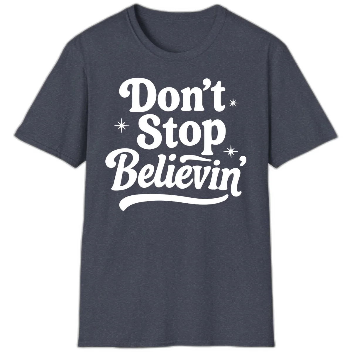 Don't Stop Believin' Retro Graphic T-Shirt in Heather Navy