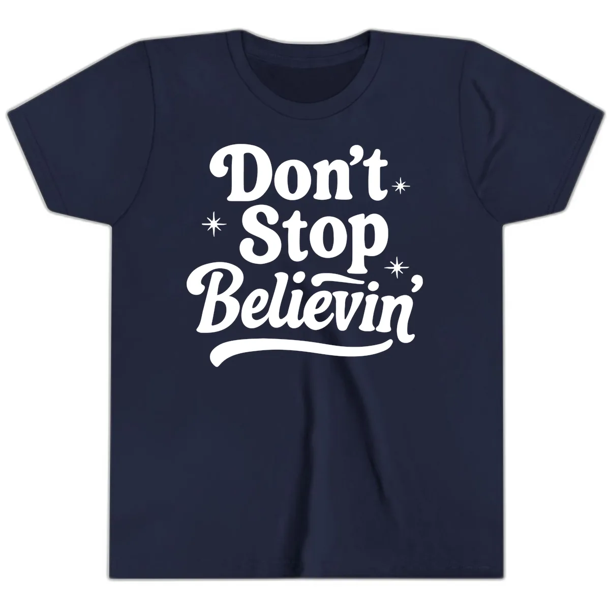 Don't Stop Believin' Retro Graphic Youth T-Shirt in Navy