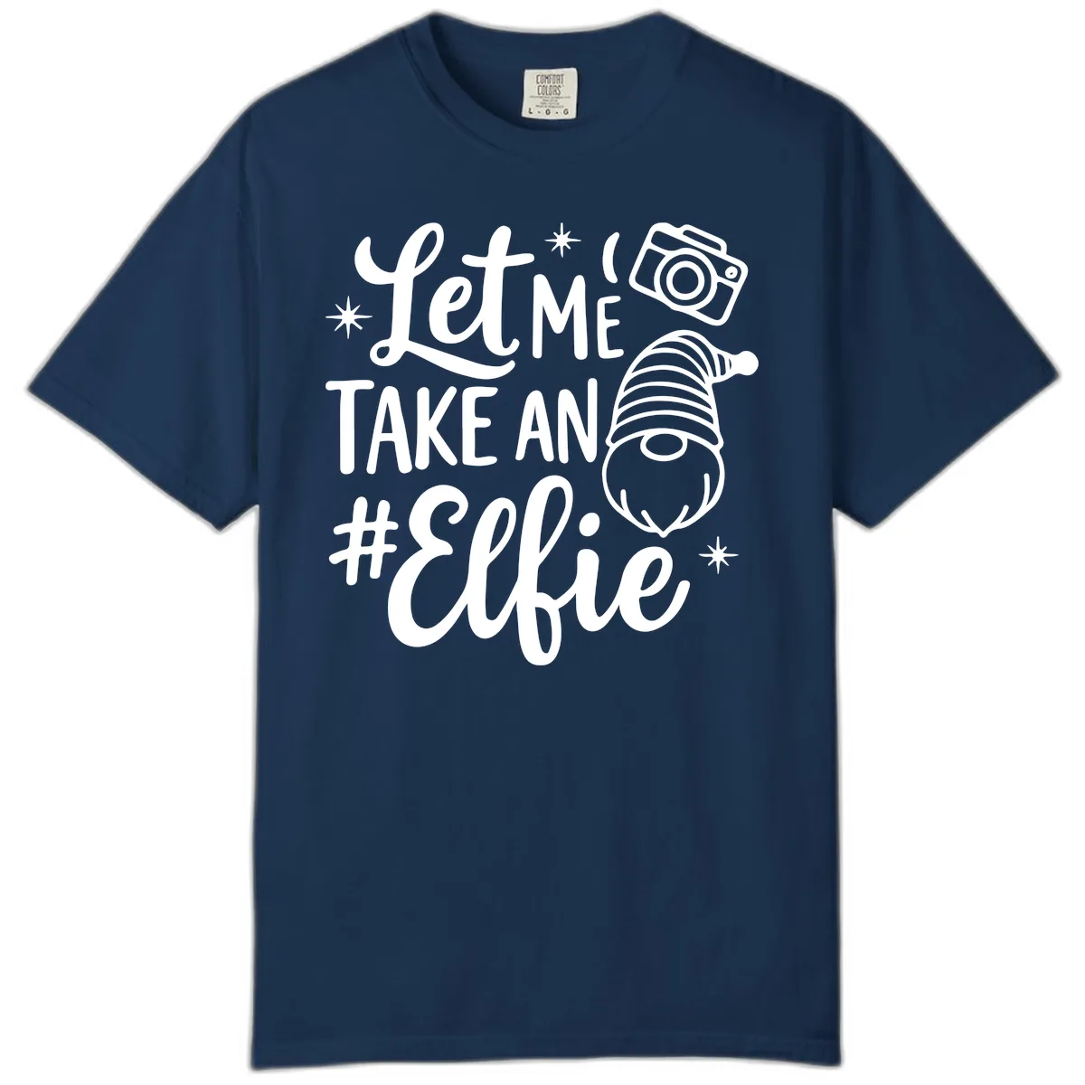 Let Me Take An Elfie Gnome Design Comfort Color in Navy