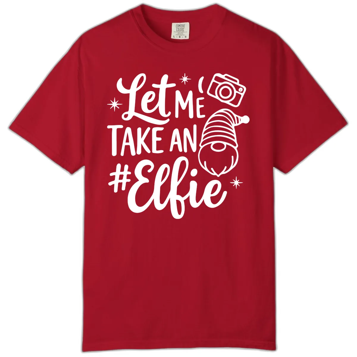 Let Me Take An Elfie Gnome Design Comfort Color in Red
