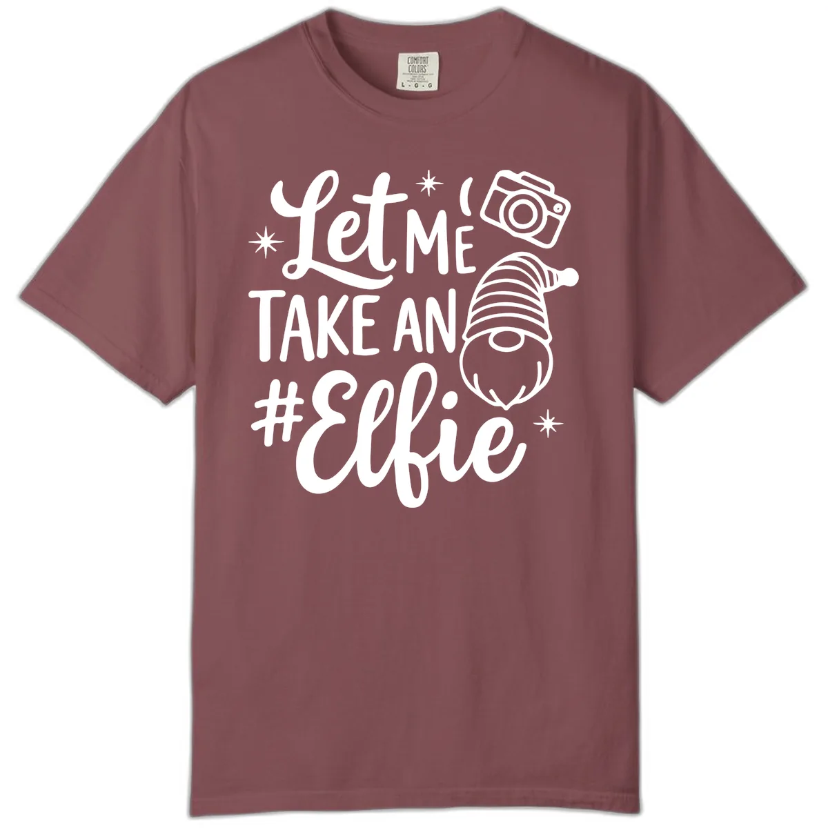 Let Me Take An Elfie Gnome Design Comfort Color in Brick