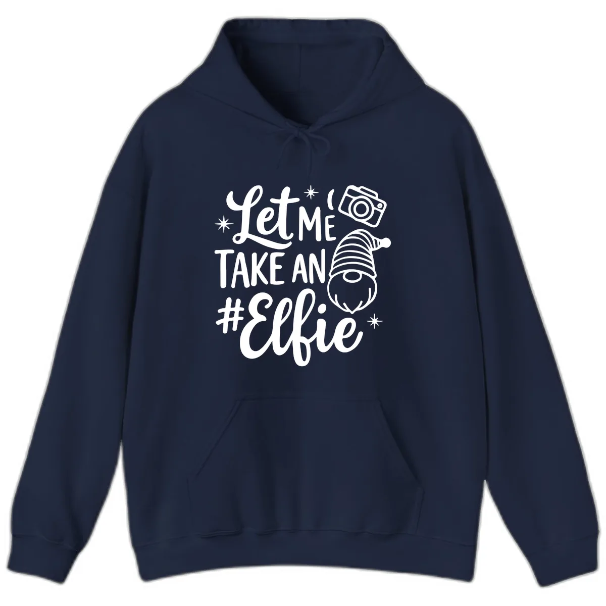 Let Me Take An Elfie Gnome Design Hoodie in Navy