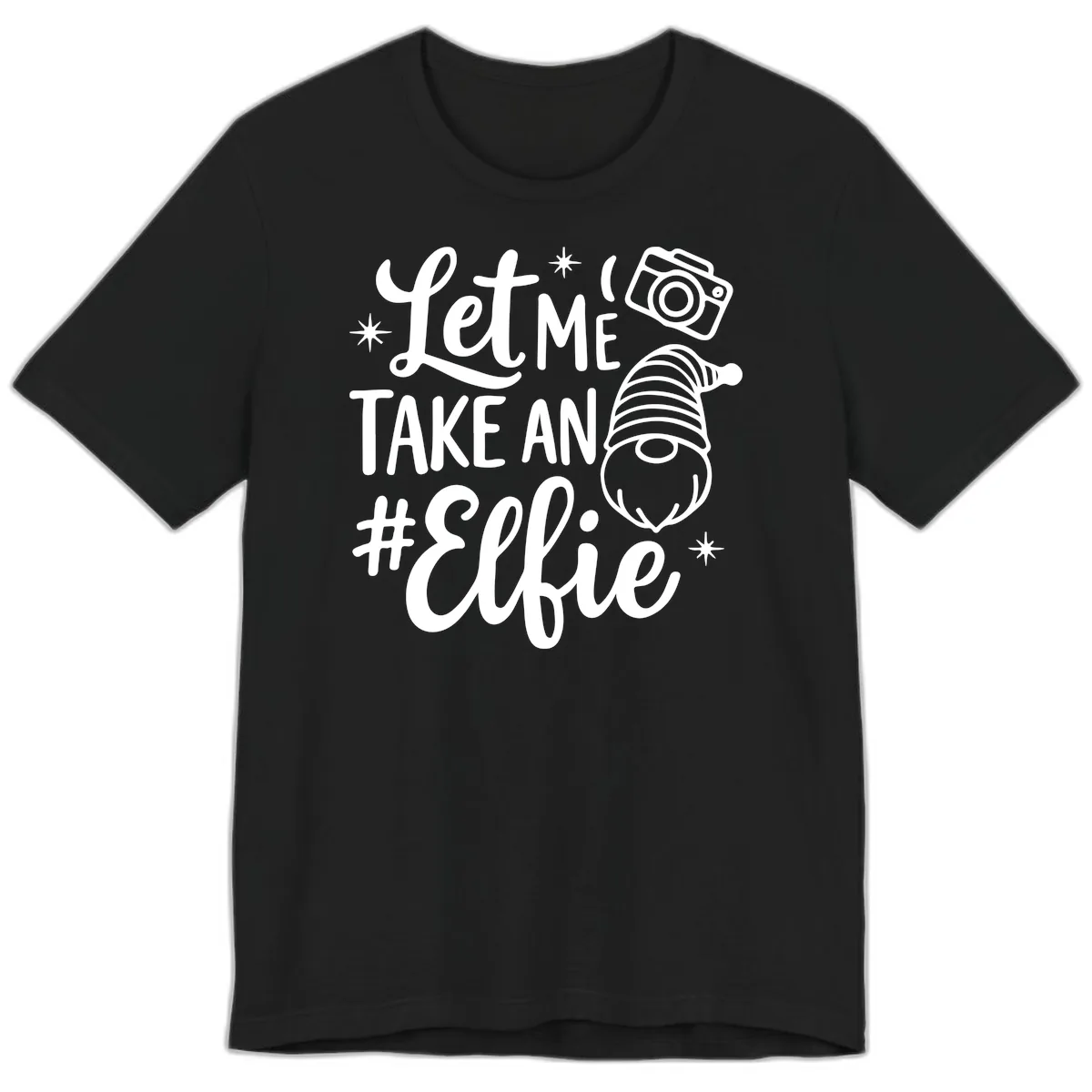 Let Me Take An Elfie Gnome Design Premium T-Shirt in Black