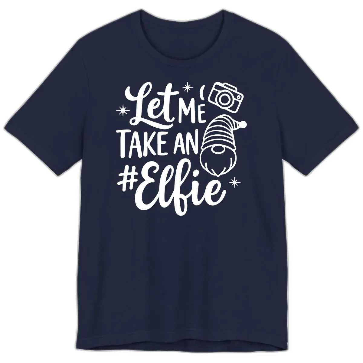 Let Me Take An Elfie Gnome Design Premium T-Shirt in Navy