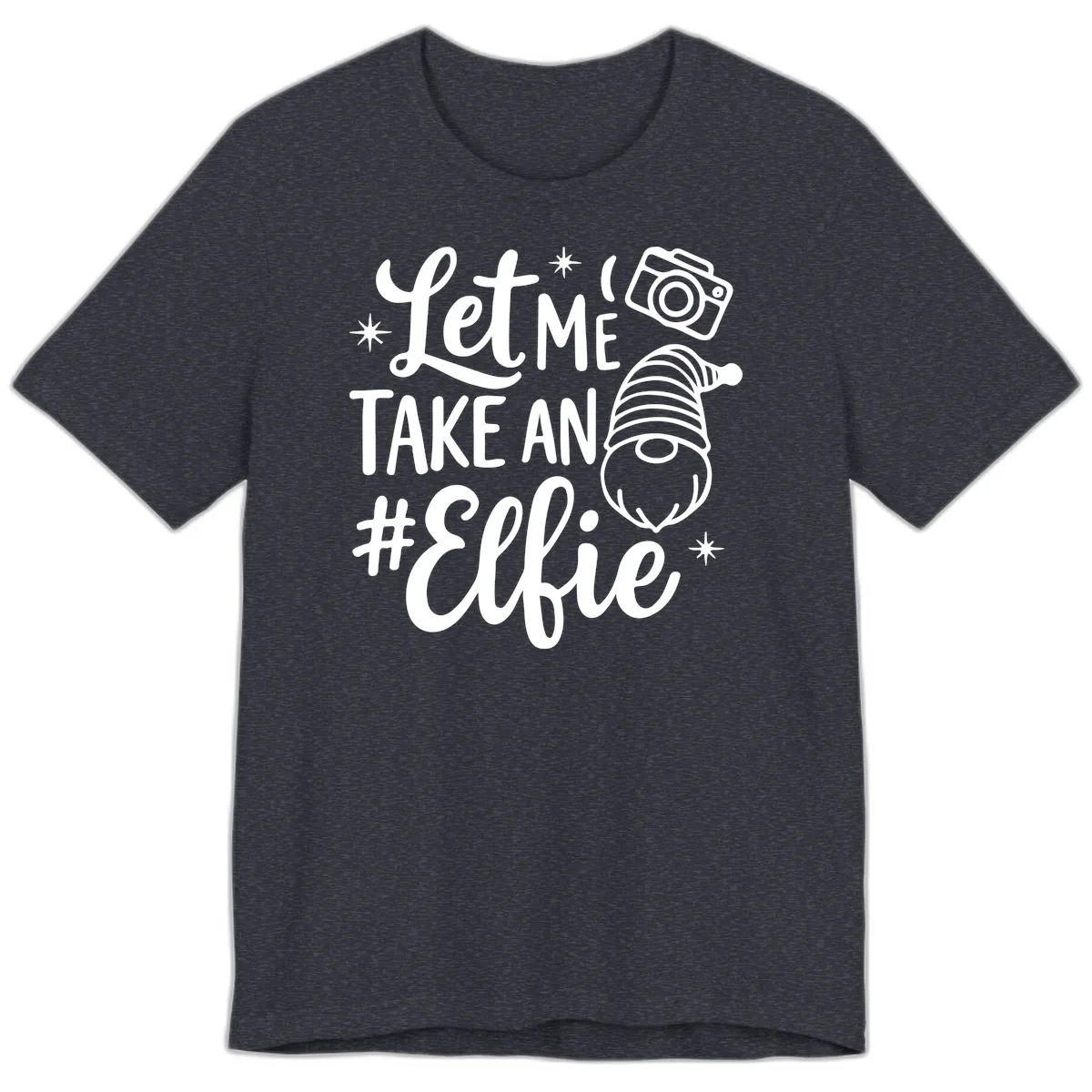 Let Me Take An Elfie Gnome Design Premium T-Shirt in Heather Navy