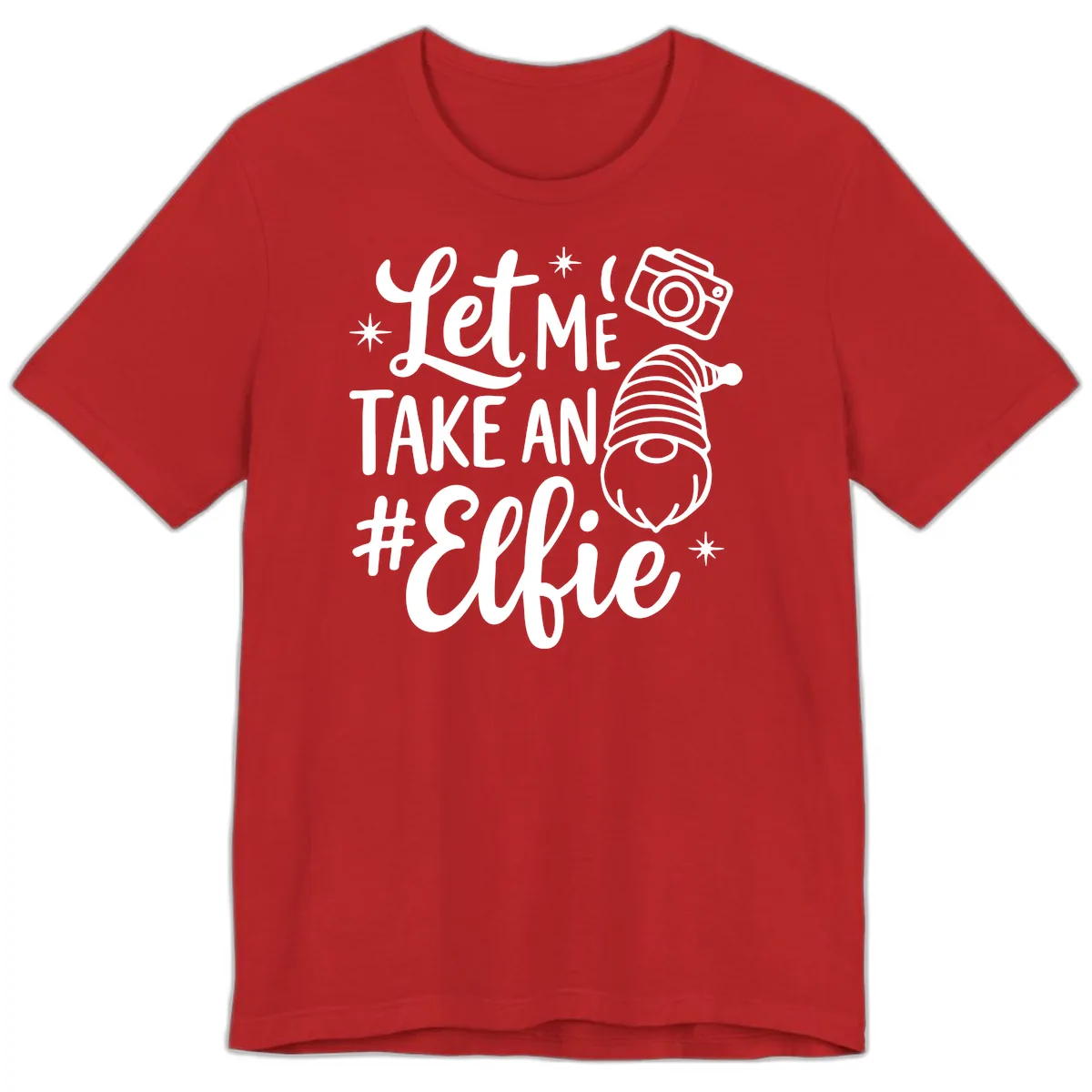 Let Me Take An Elfie Gnome Design Premium T-Shirt in Red