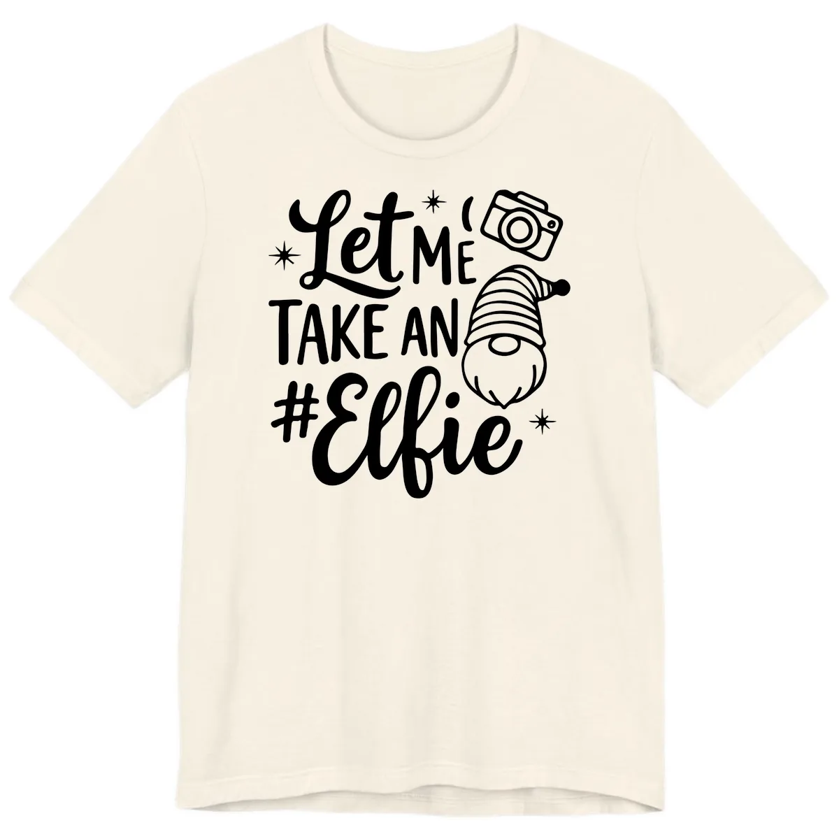 Let Me Take An Elfie Gnome Design Premium T-Shirt in Natural