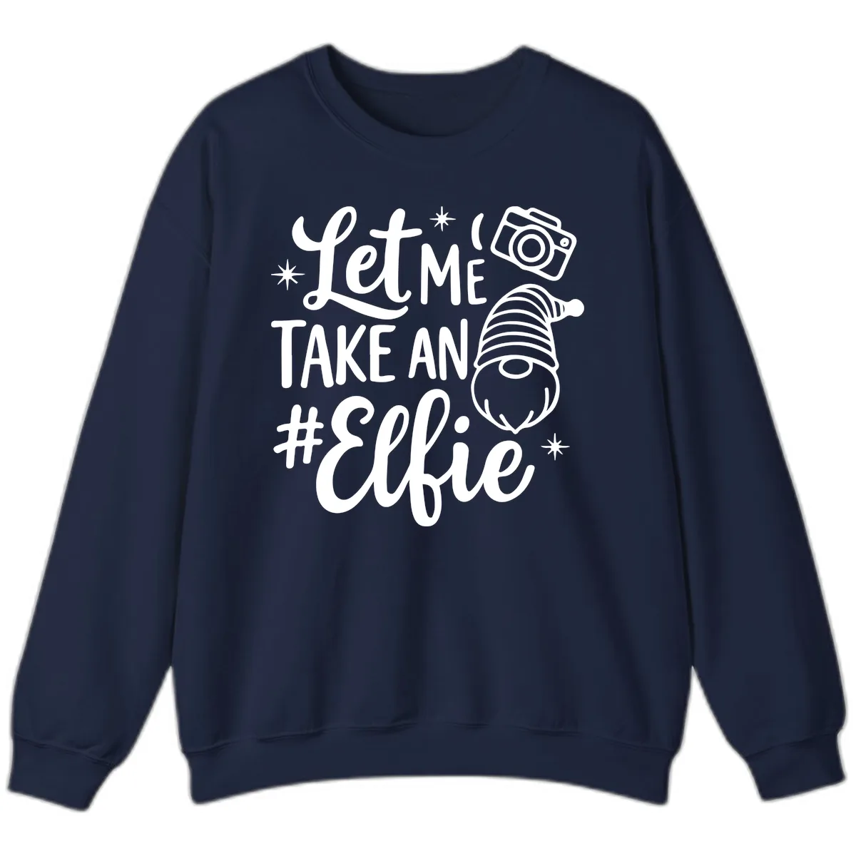 Let Me Take An Elfie Gnome Design Sweatshirt in Navy