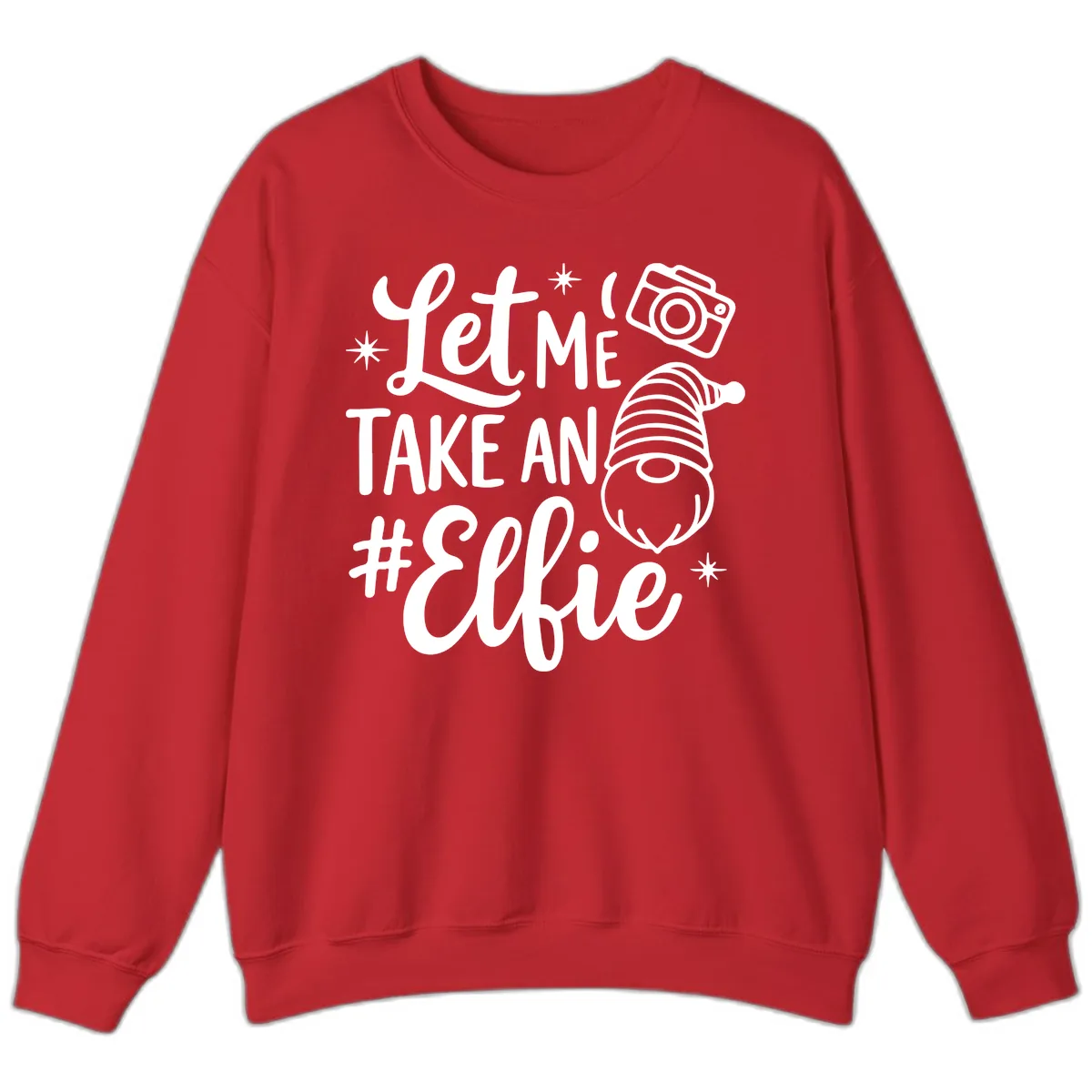 Let Me Take An Elfie Gnome Design Sweatshirt in Red