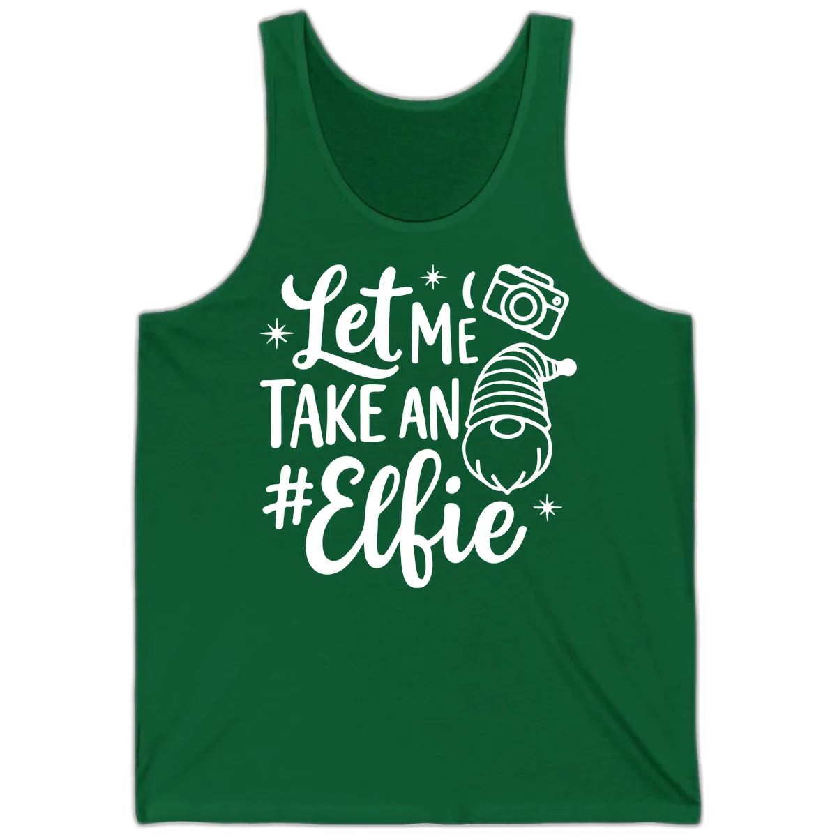 Let Me Take An Elfie Gnome Design Tank in Kelly