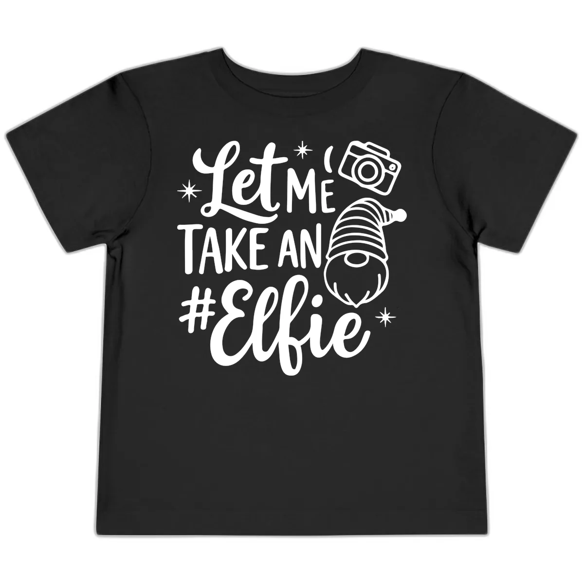 Let Me Take An Elfie Gnome Design Toddler T-Shirt in Black