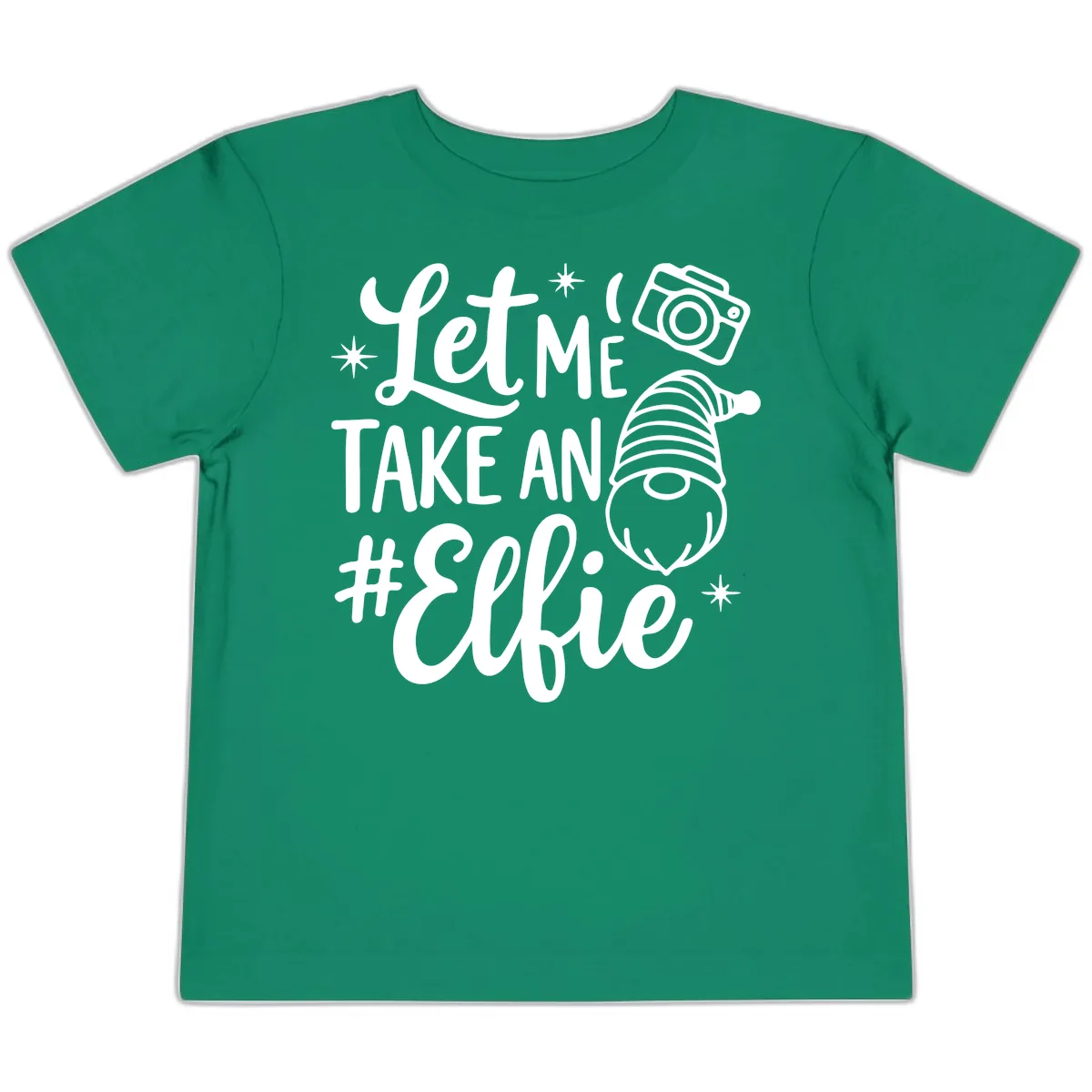 Let Me Take An Elfie Gnome Design Toddler T-Shirt in Kelly