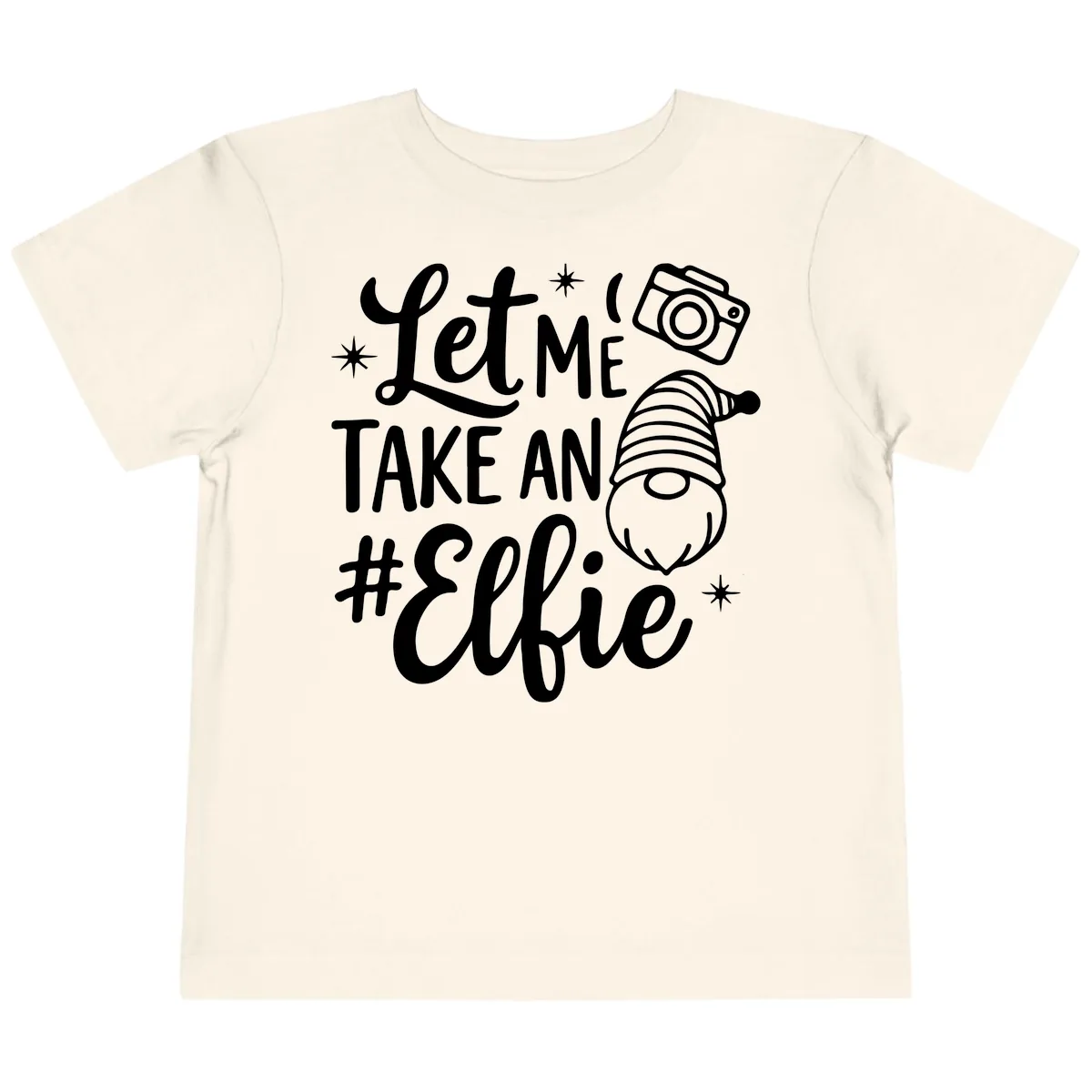 Let Me Take An Elfie Gnome Design Toddler T-Shirt in Natural