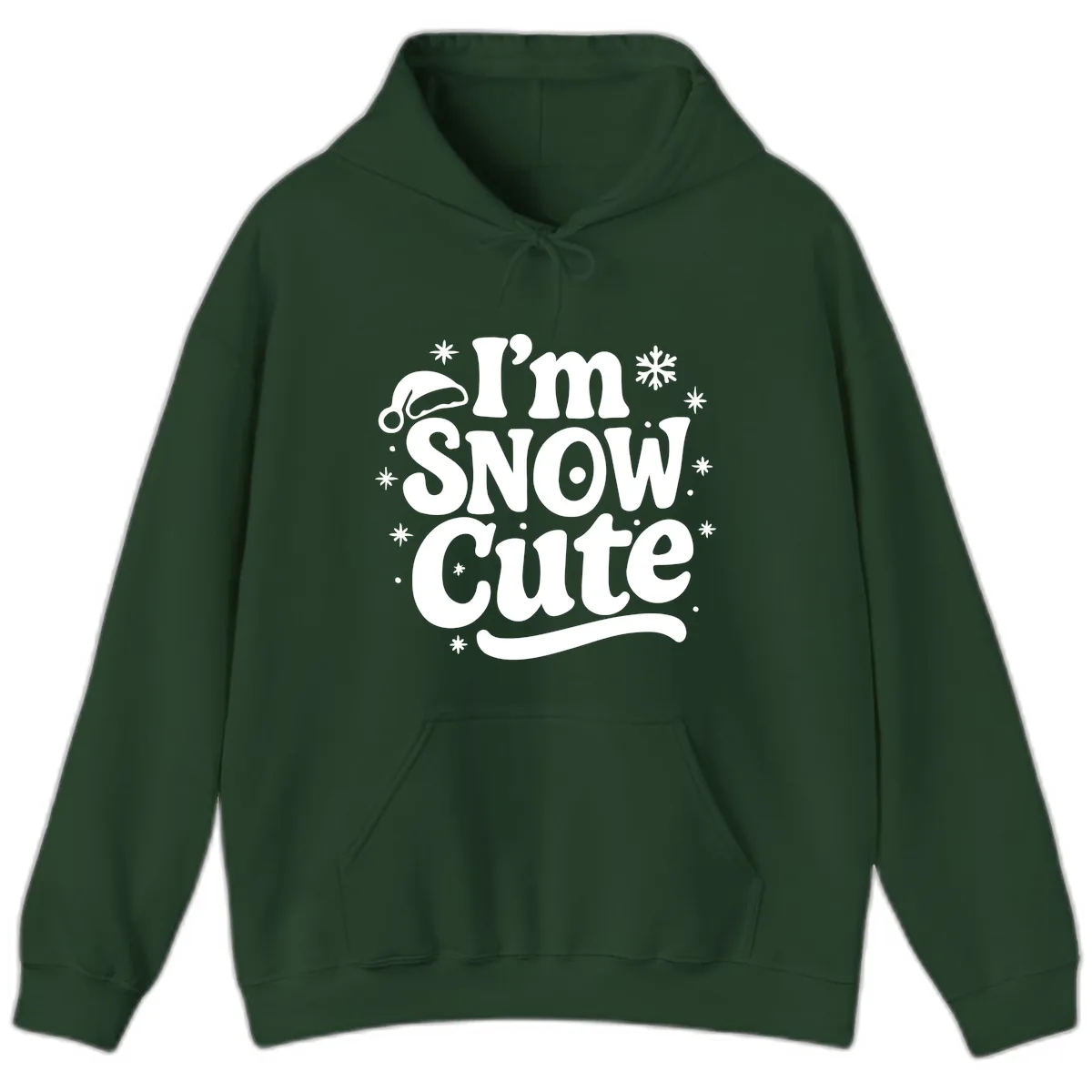 I'm Snow Cute Christmas Graphic Hoodie in Forest Green