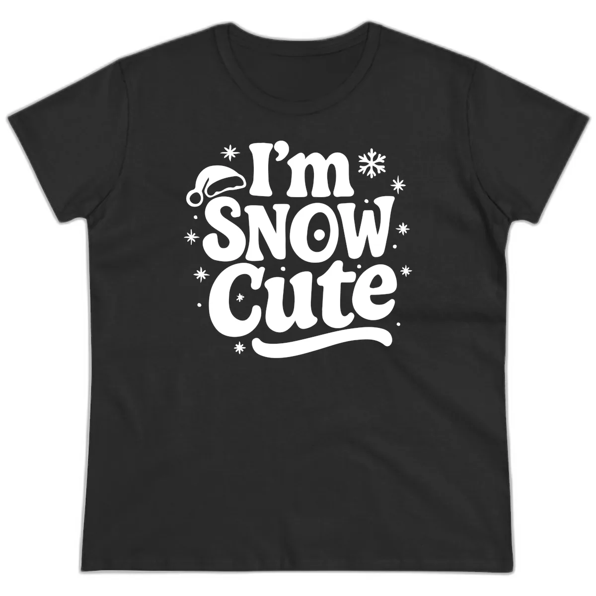I'm Snow Cute Christmas Graphic Ladies Tee in Black