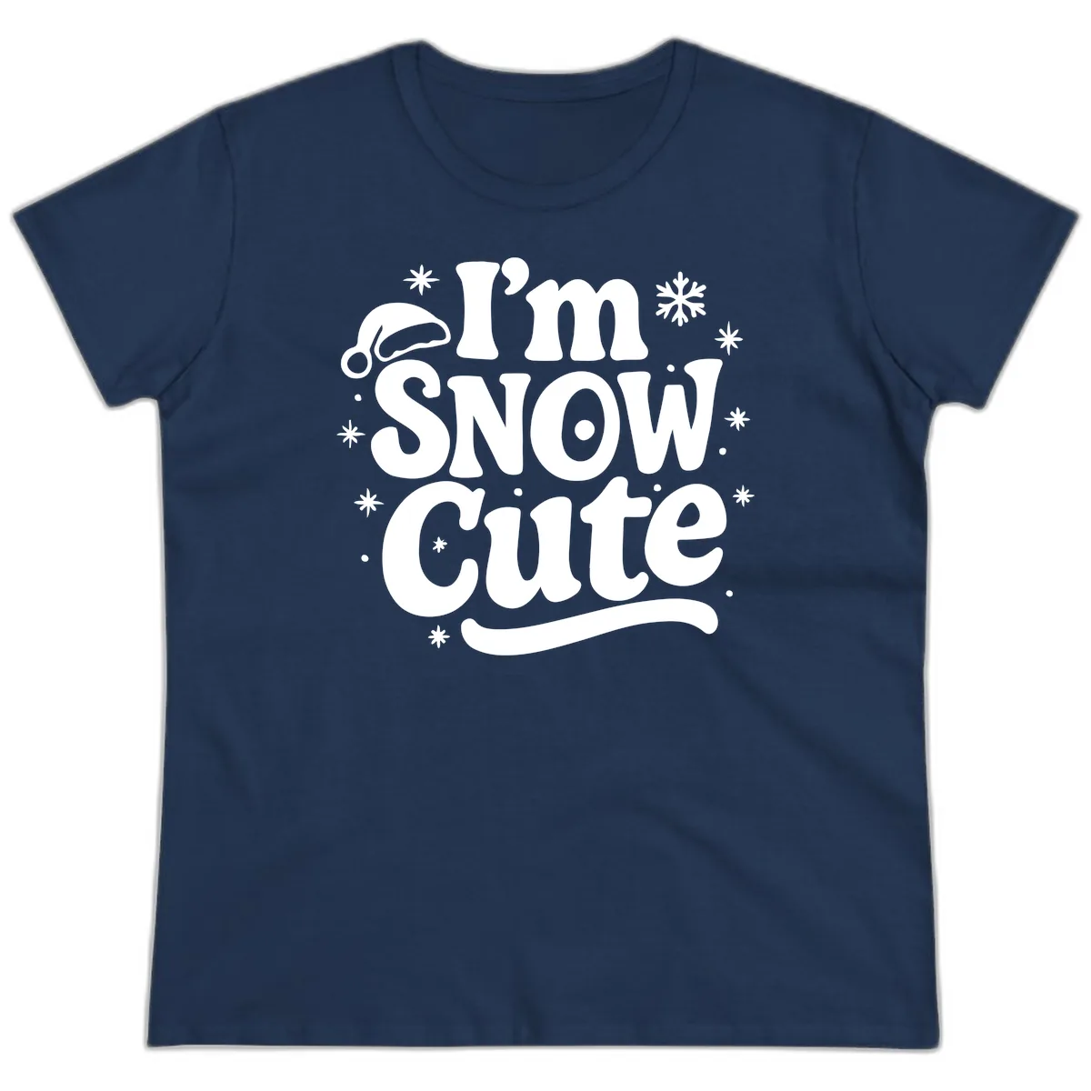 I'm Snow Cute Christmas Graphic Ladies Tee in Navy