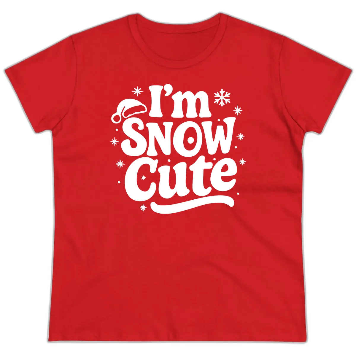 I'm Snow Cute Christmas Graphic Ladies Tee in Red