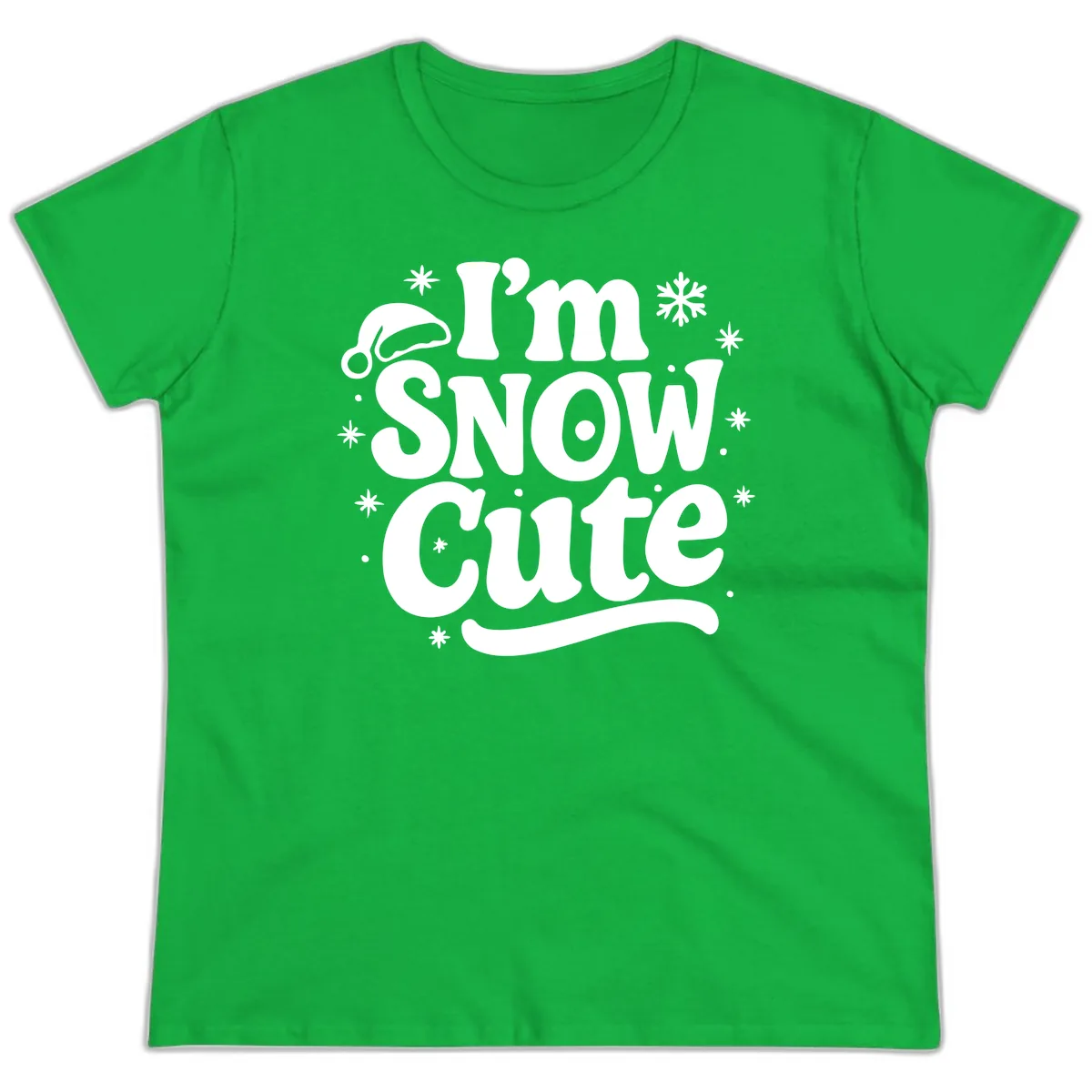 I'm Snow Cute Christmas Graphic Ladies Tee in Irish Green