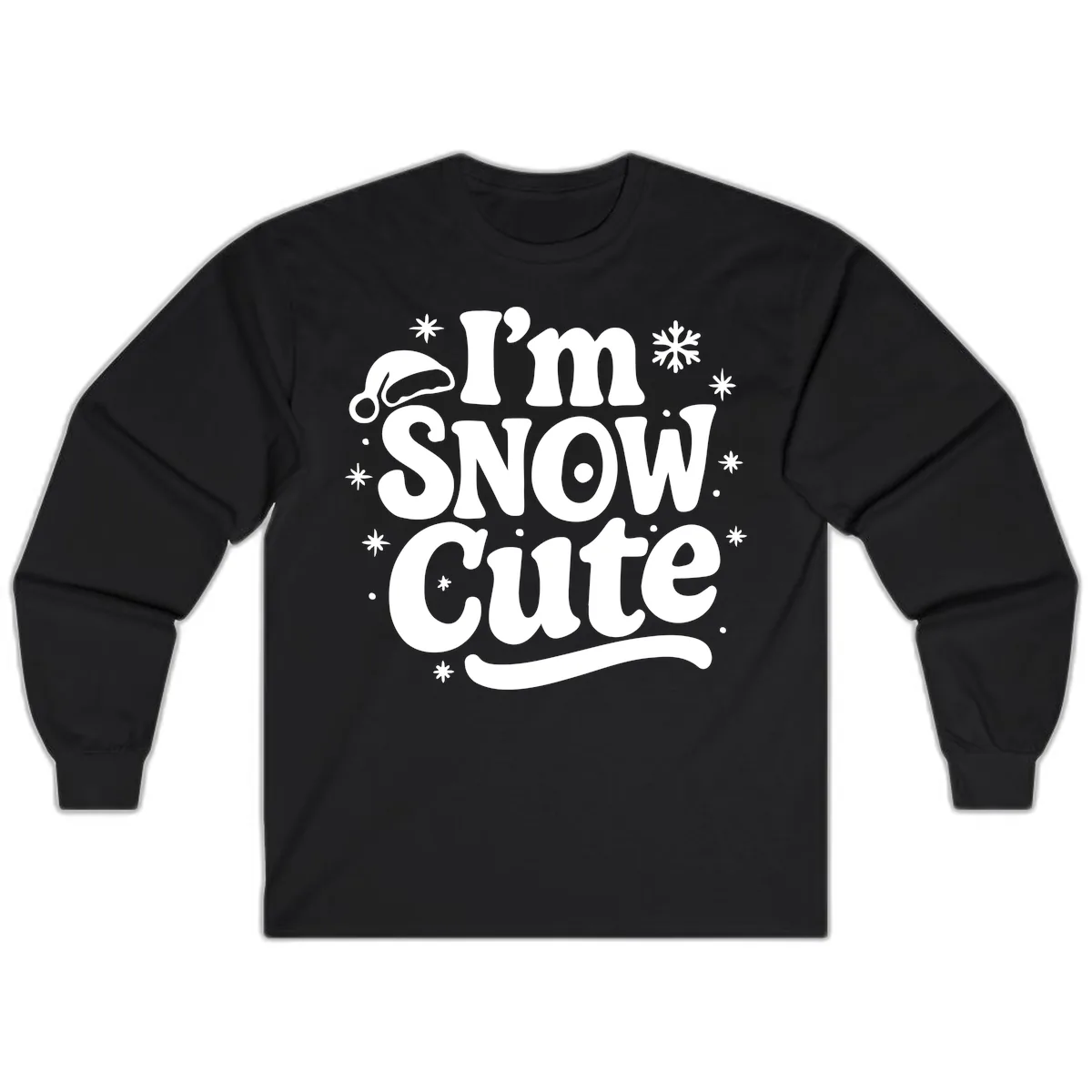 I'm Snow Cute Christmas Graphic Long Sleeve in Black