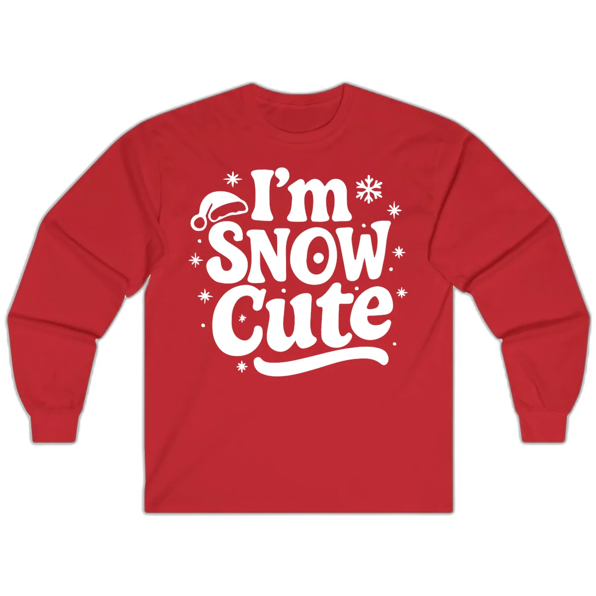 I'm Snow Cute Christmas Graphic Long Sleeve in Red