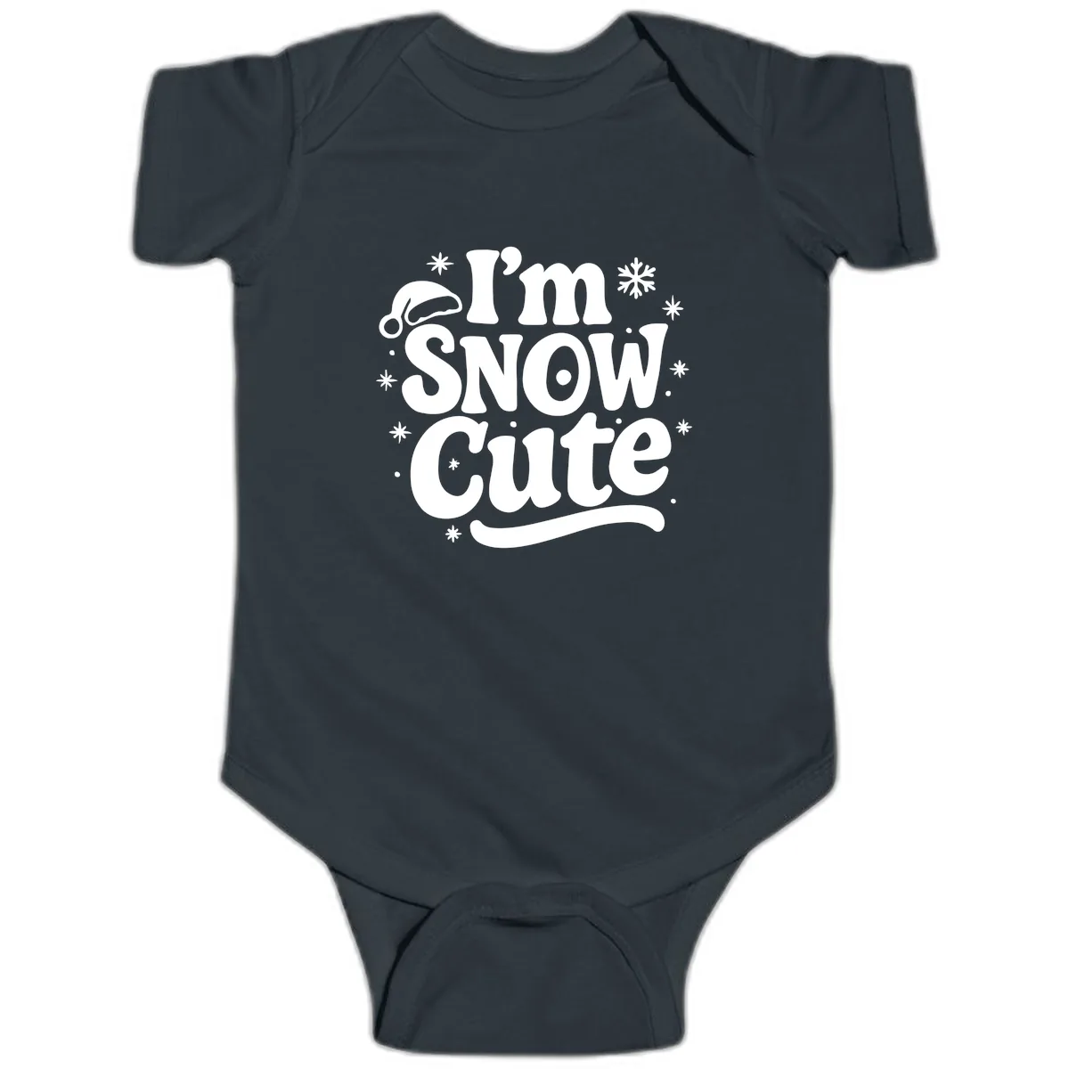 I'm Snow Cute Christmas Graphic Baby Onesie in Black