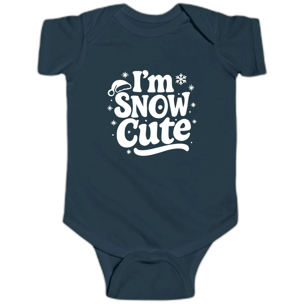 I'm Snow Cute Christmas Graphic Baby Onesie in Navy