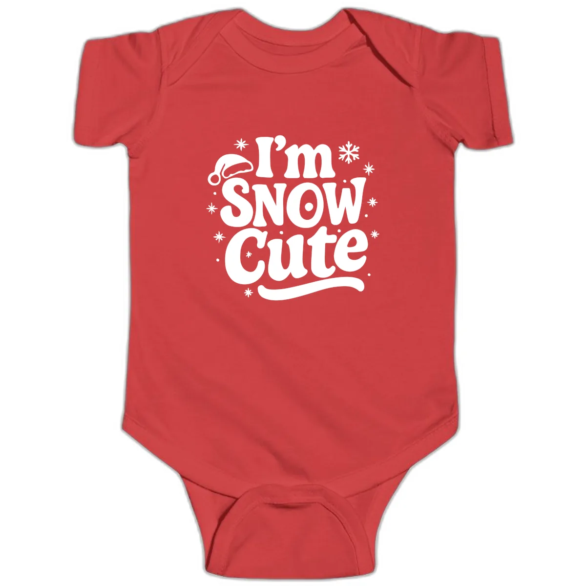 I'm Snow Cute Christmas Graphic Baby Onesie in Red