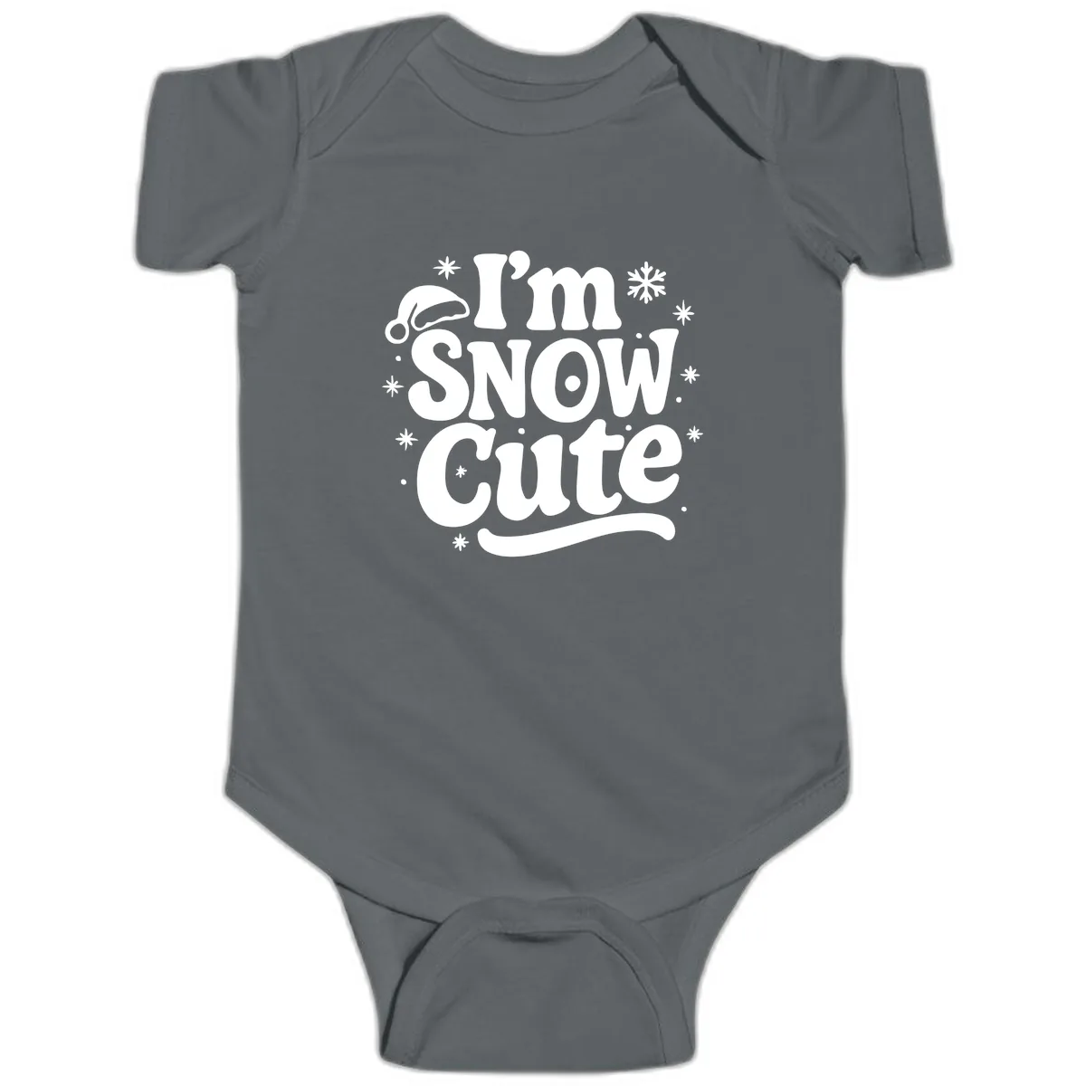 I'm Snow Cute Christmas Graphic Baby Onesie in Charcoal