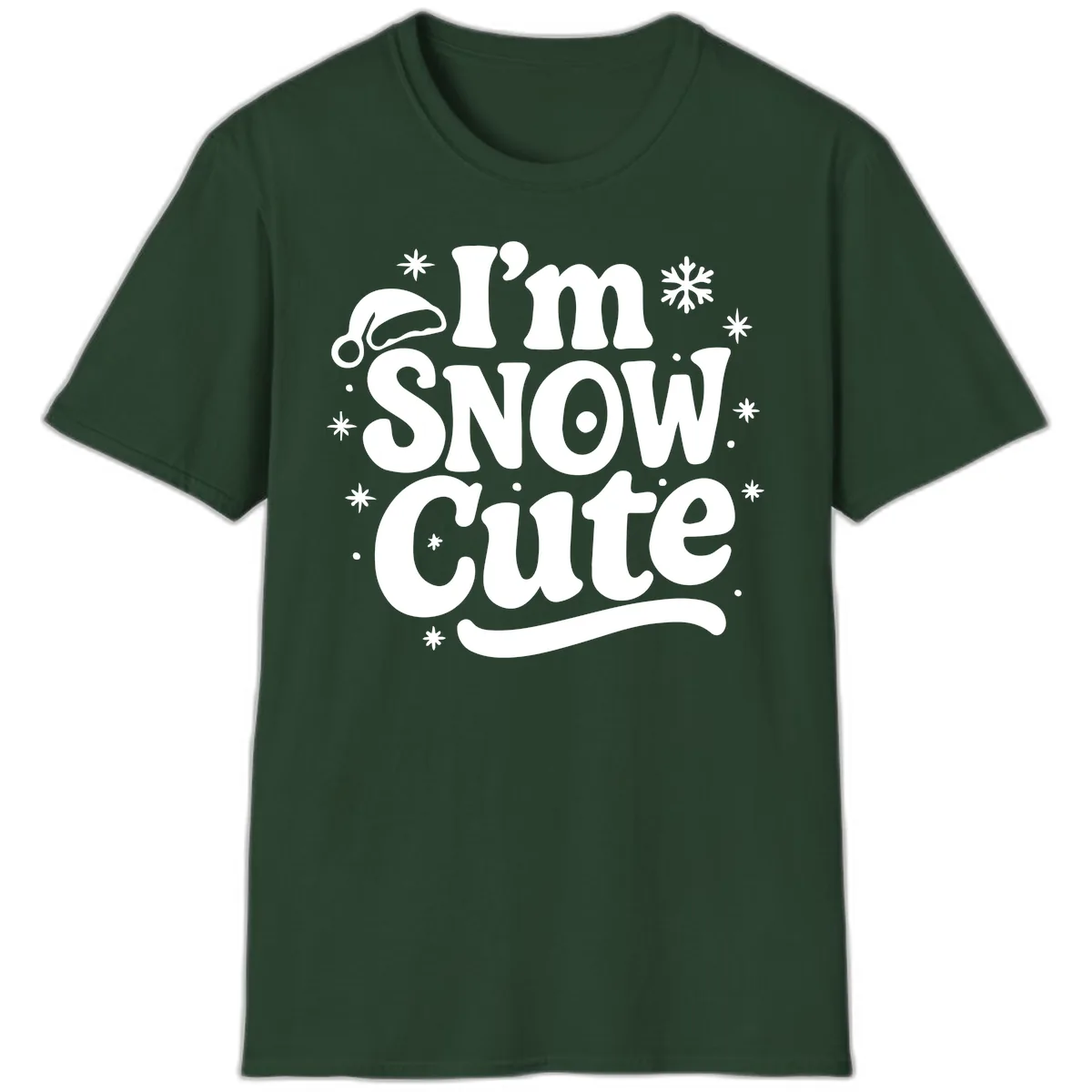 I'm Snow Cute Christmas Graphic T-Shirt in Forest Green