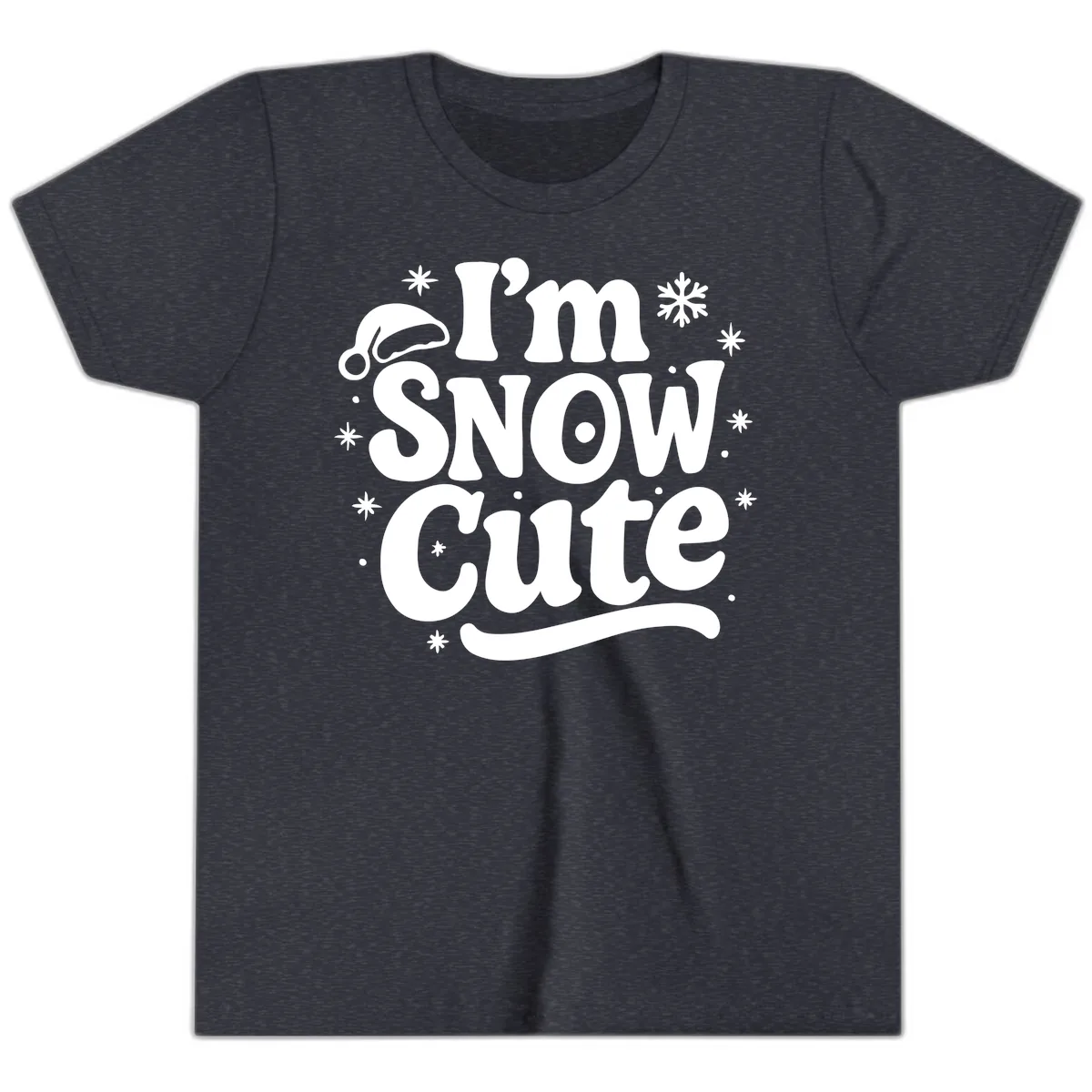 I'm Snow Cute Christmas Graphic Youth T-Shirt in Heather Navy