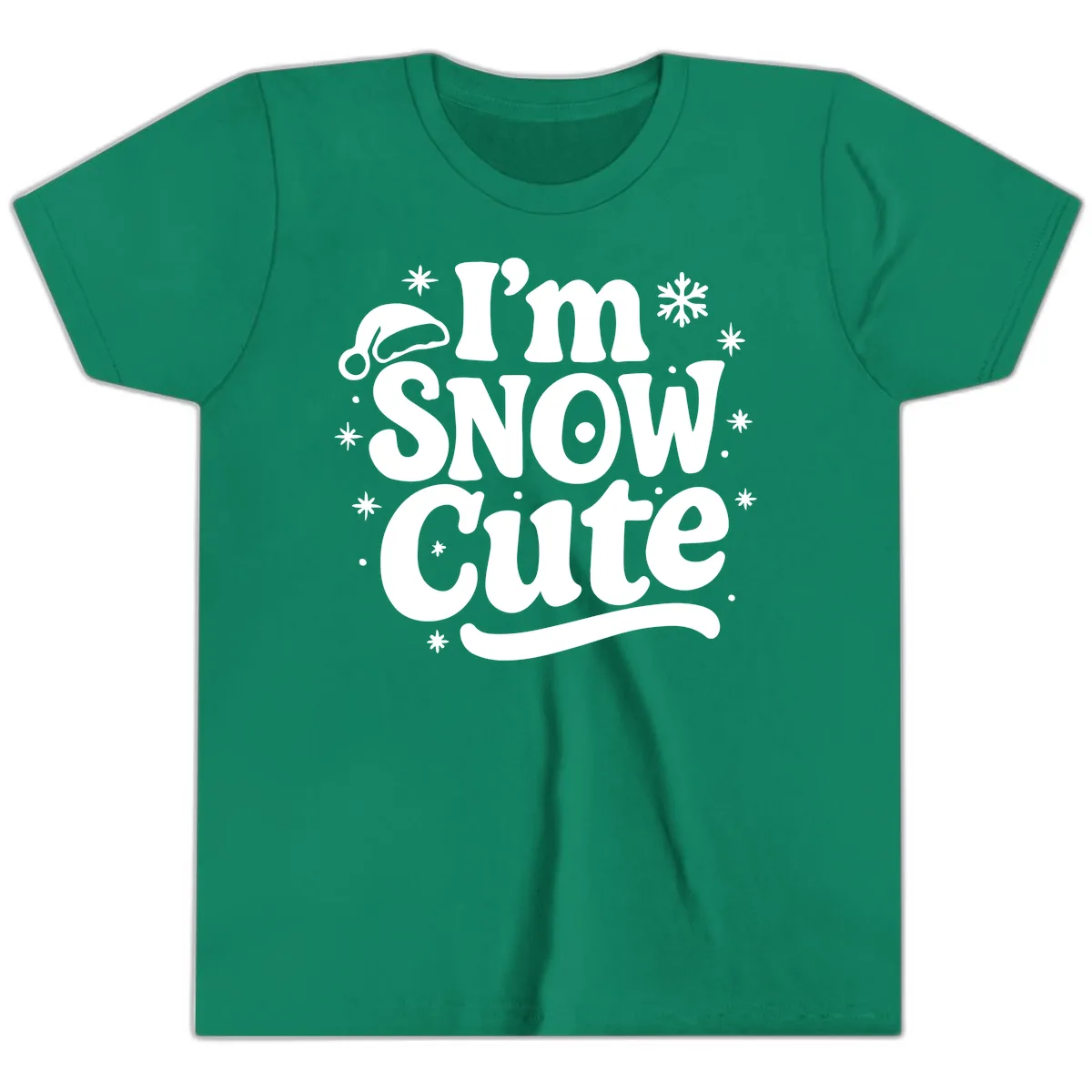 I'm Snow Cute Christmas Graphic Youth T-Shirt in Kelly