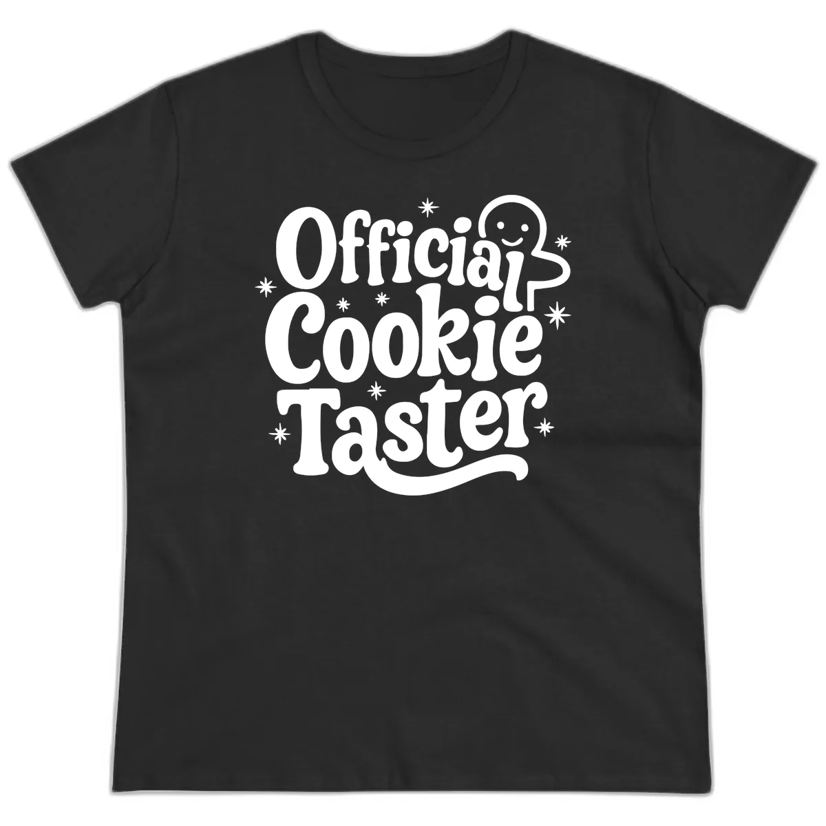 Official Cookie Taster Gingerbread Man Ladies Tee in Black